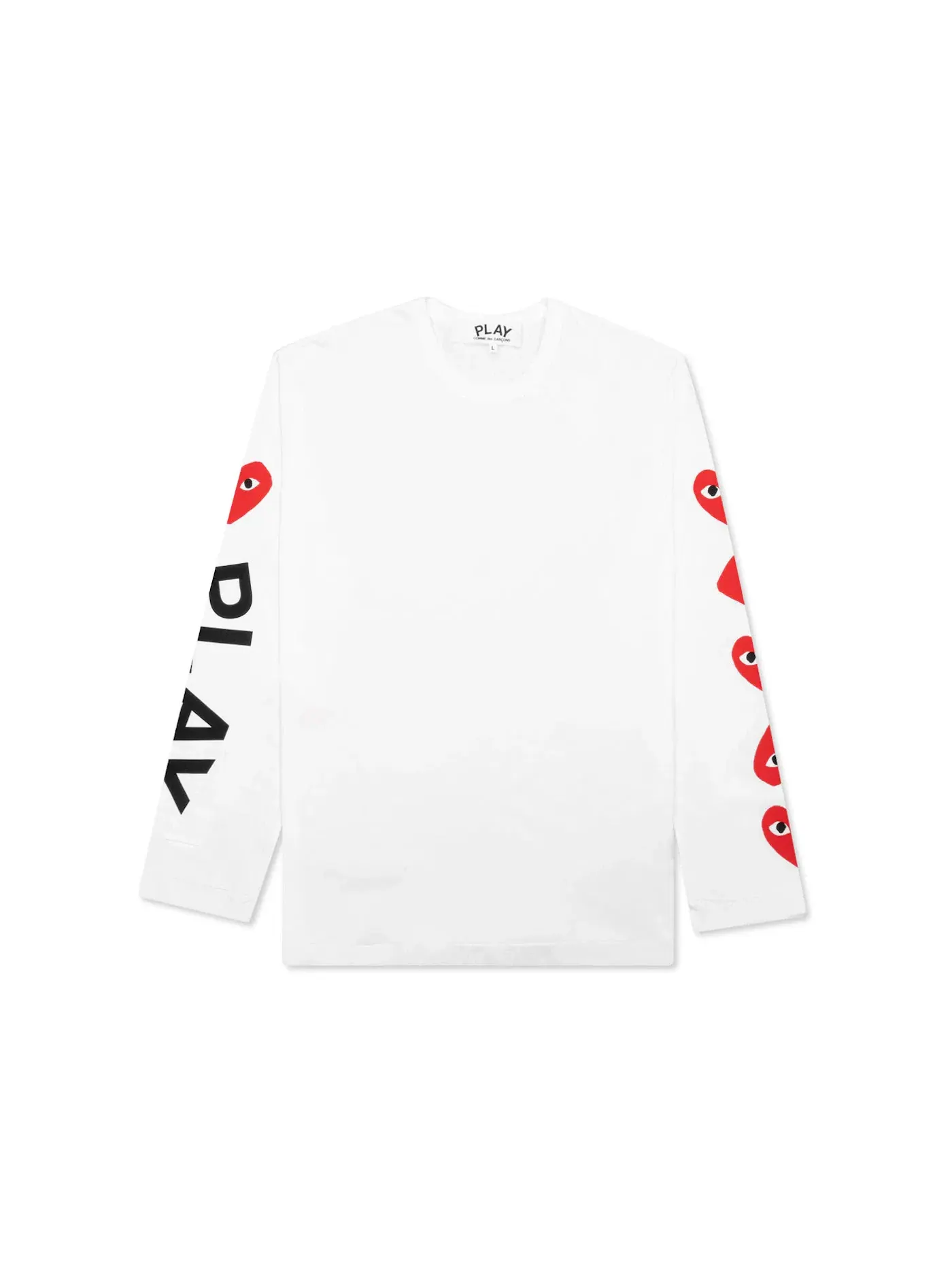 Белая футболка с длинным рукавом Red Multi Heart Comme des Garcons PLAY — изображение 1 из 3, белый