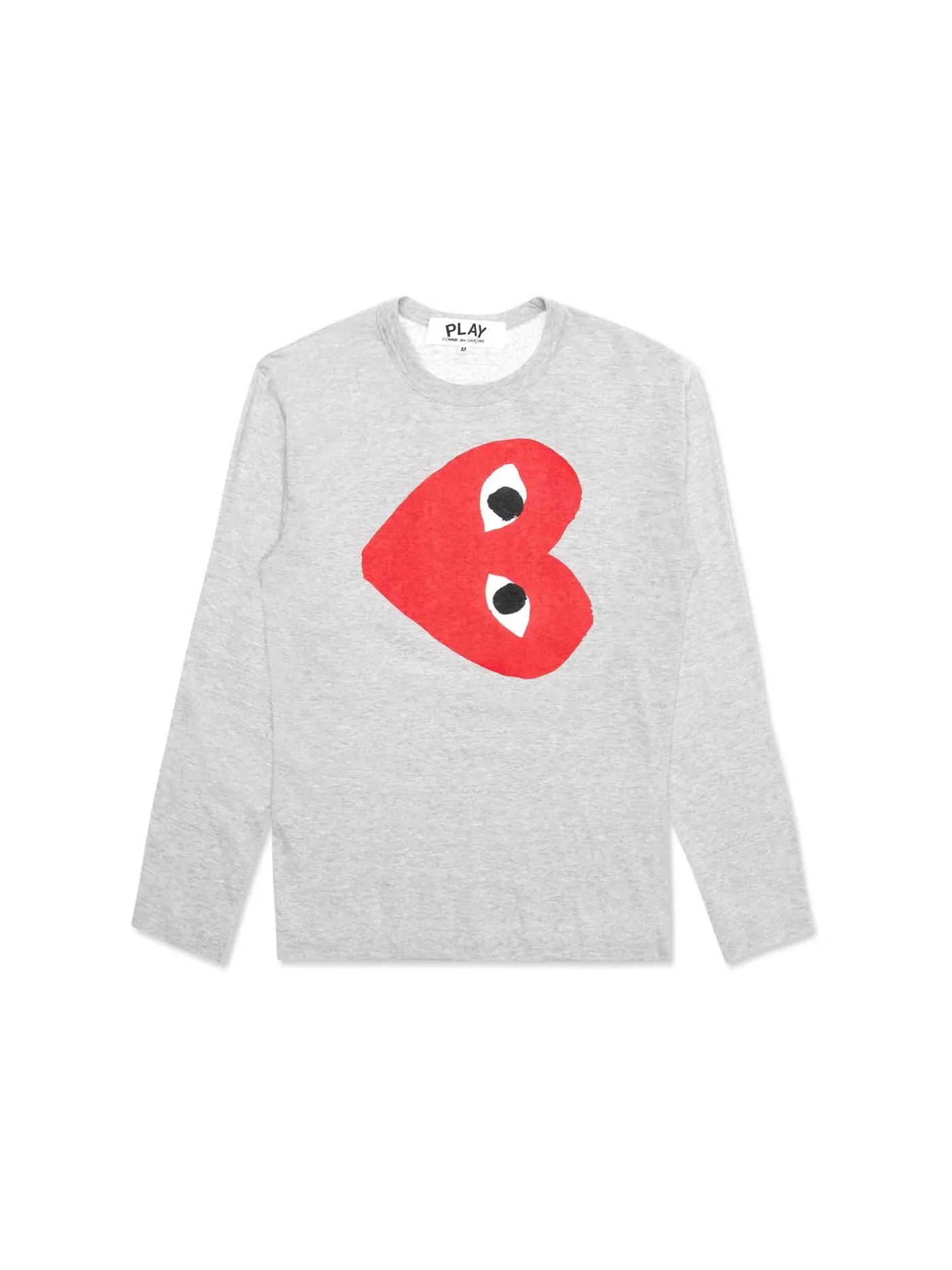 Детская футболка с длинным рукавом с принтом Red Sideways Heart Comme des Garcons PLAY — изображение 1 из 2, серый