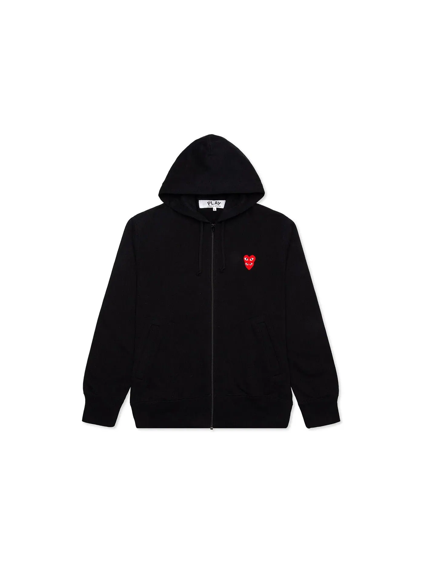 Унисекс худи на молнии с принтом Red Stacked Heart Comme des Garcons PLAY — изображение 1 из 2, черный