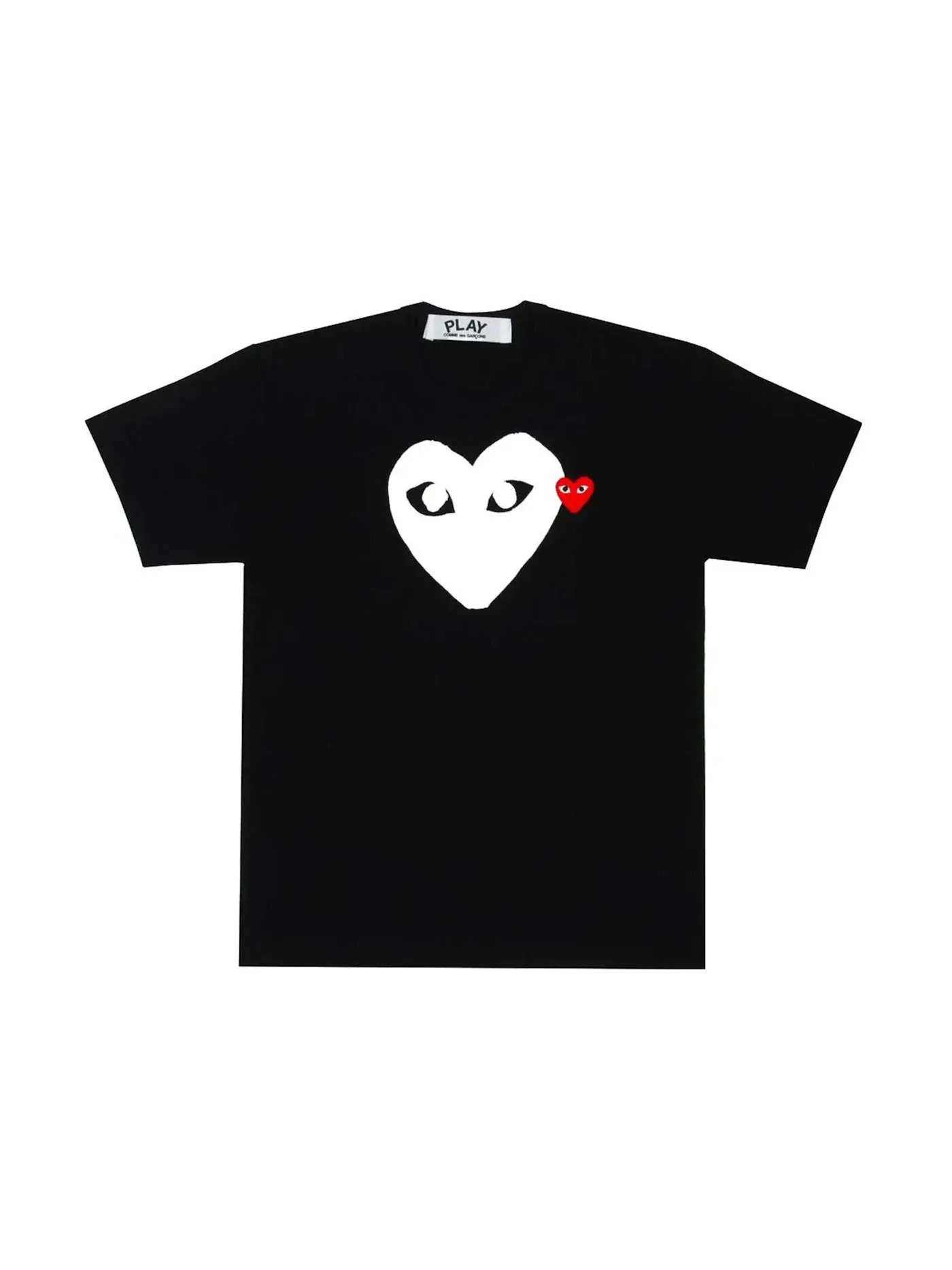 Женская футболка White Heart Red Emblem Comme des Garcons PLAY — изображение 1 из 1, черный
