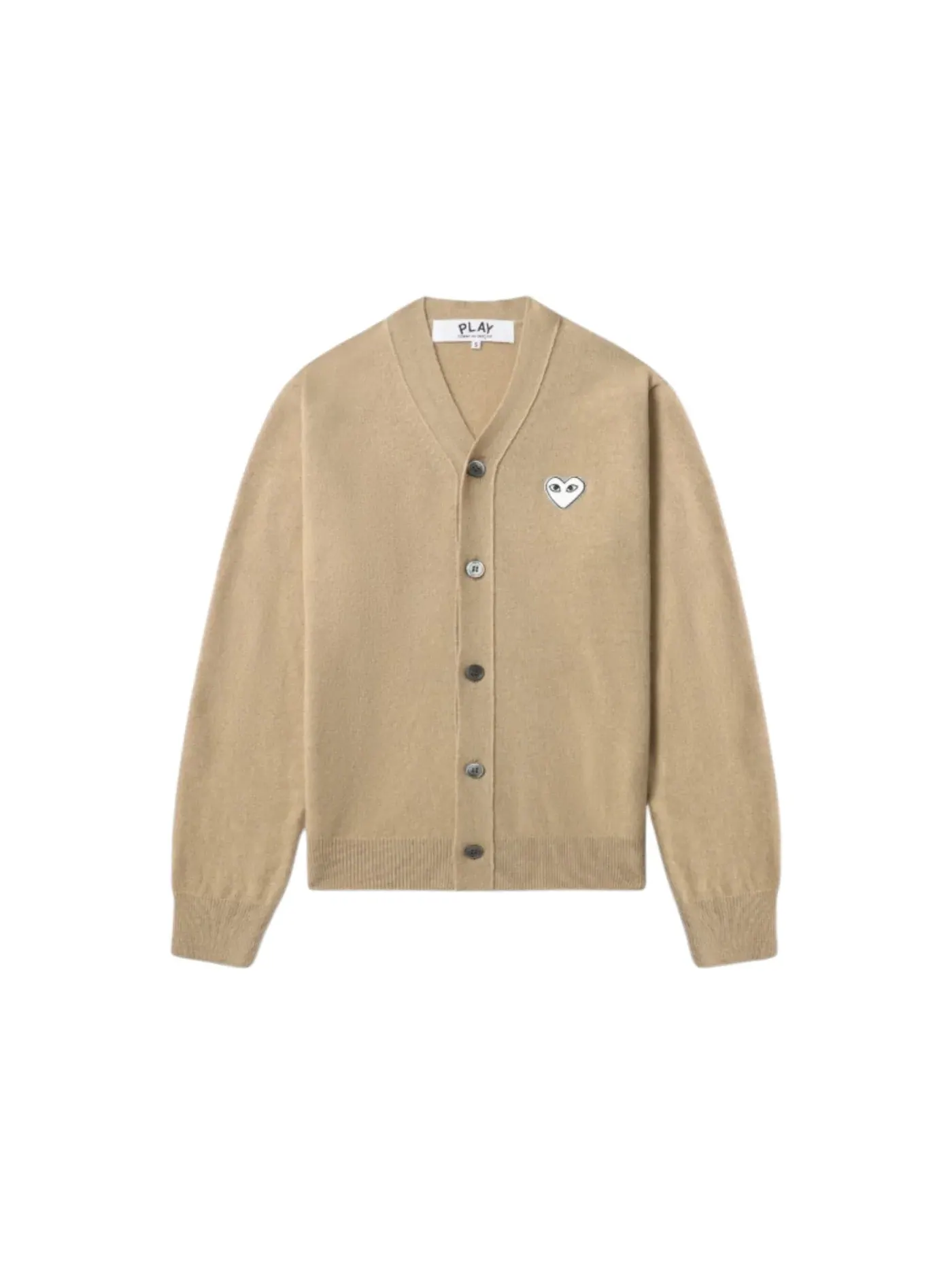 Женский кардиган с V-образным вырезом Sweater Comme des Garcons PLAY — изображение 1 из 1, бежевый