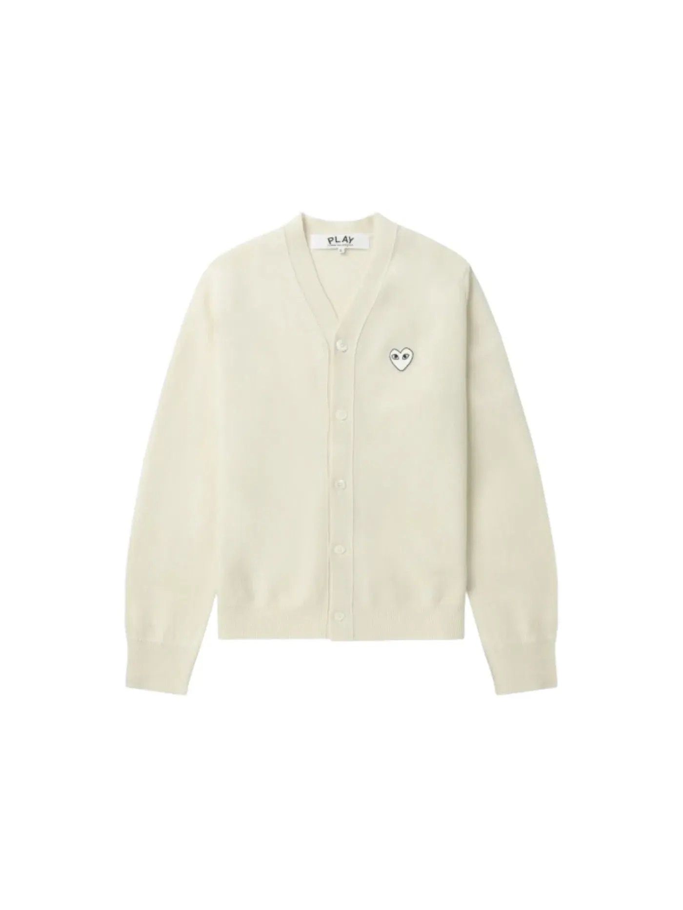 Детский кардиган-свитер с принтом Heart V-Neck Comme des Garcons PLAY — изображение 1 из 1, белый