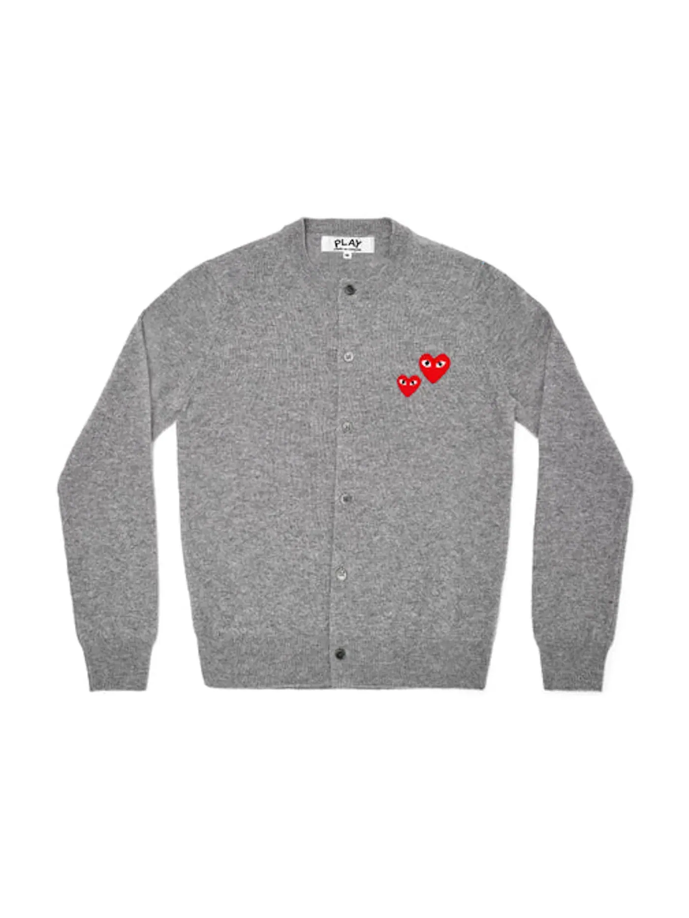 Женский кардиган с двойным сердечком Comme des Garcons PLAY — изображение 1 из 1, серый