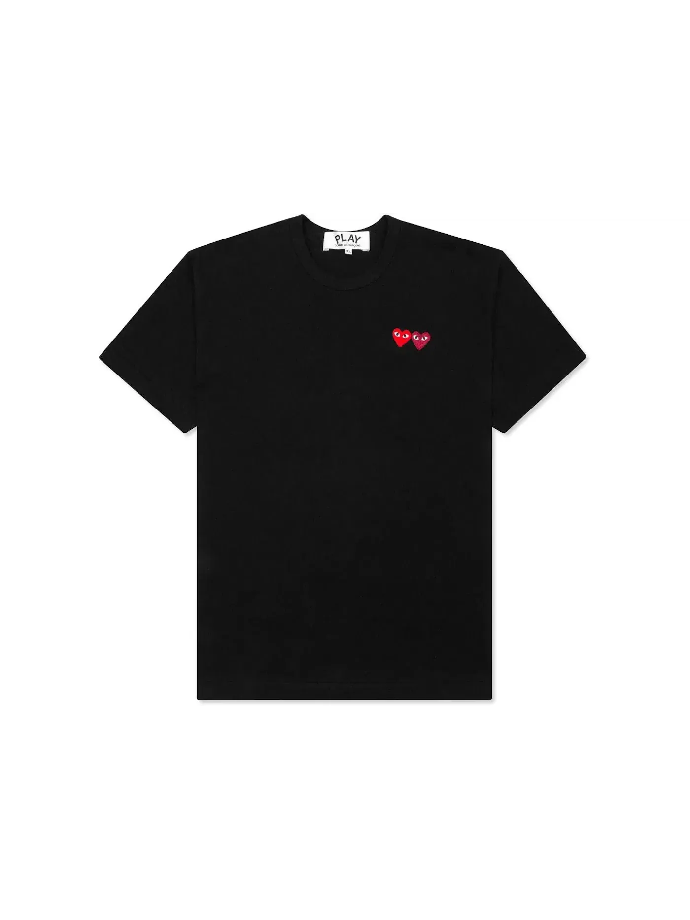 Женская футболка с графическим принтом Double Hearts Comme des Garcons PLAY — изображение 1 из 2, черный