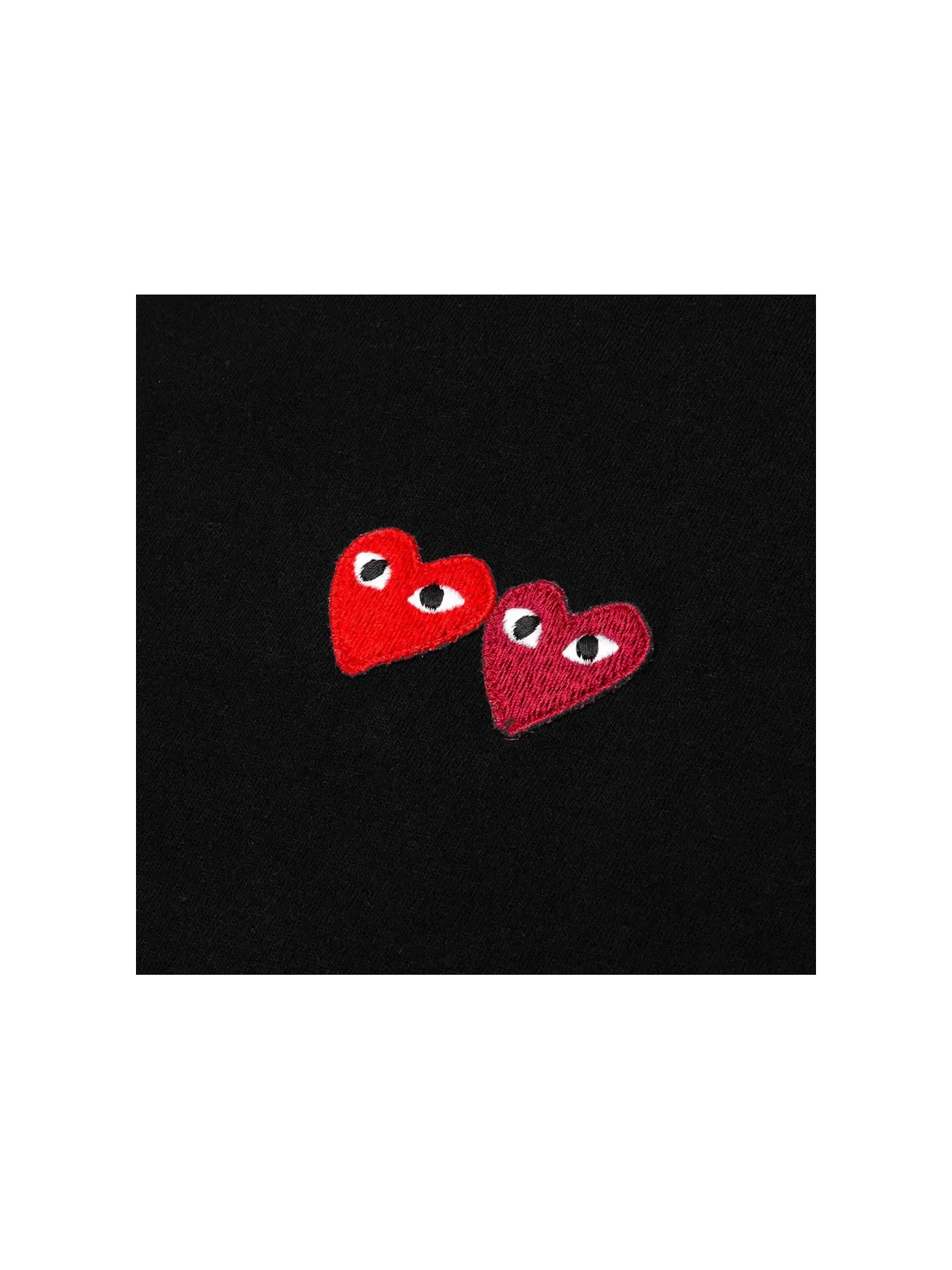 Женская футболка с графическим принтом Double Hearts Comme des Garcons PLAY — изображение 2 из 2, черный