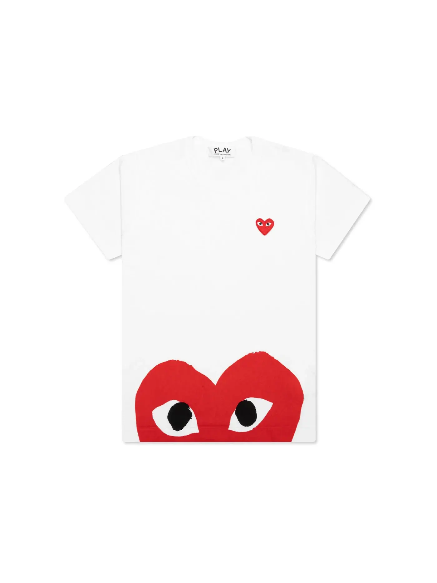 Женская футболка с принтом Red Half Heart Comme des Garcons PLAY — изображение 1 из 3, белый