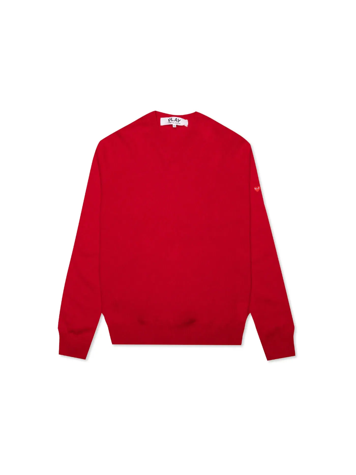 Женский свитер с V-образным вырезом с принтом Sweater Comme des Garcons PLAY — изображение 1 из 2, красный