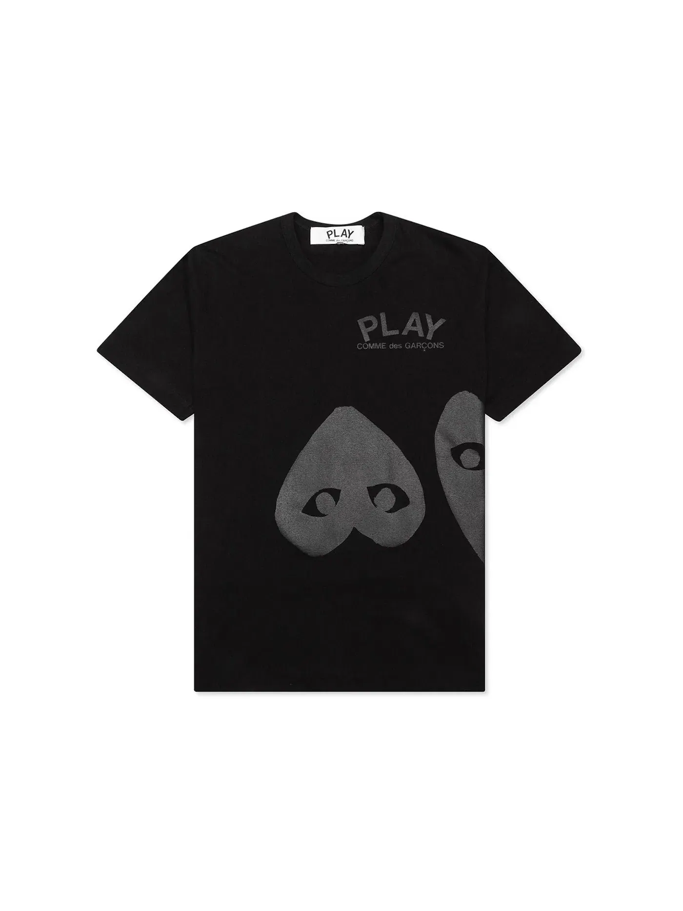 Женская футболка с принтом Three Black Hearts Comme des Garcons PLAY — изображение 1 из 3, черный
