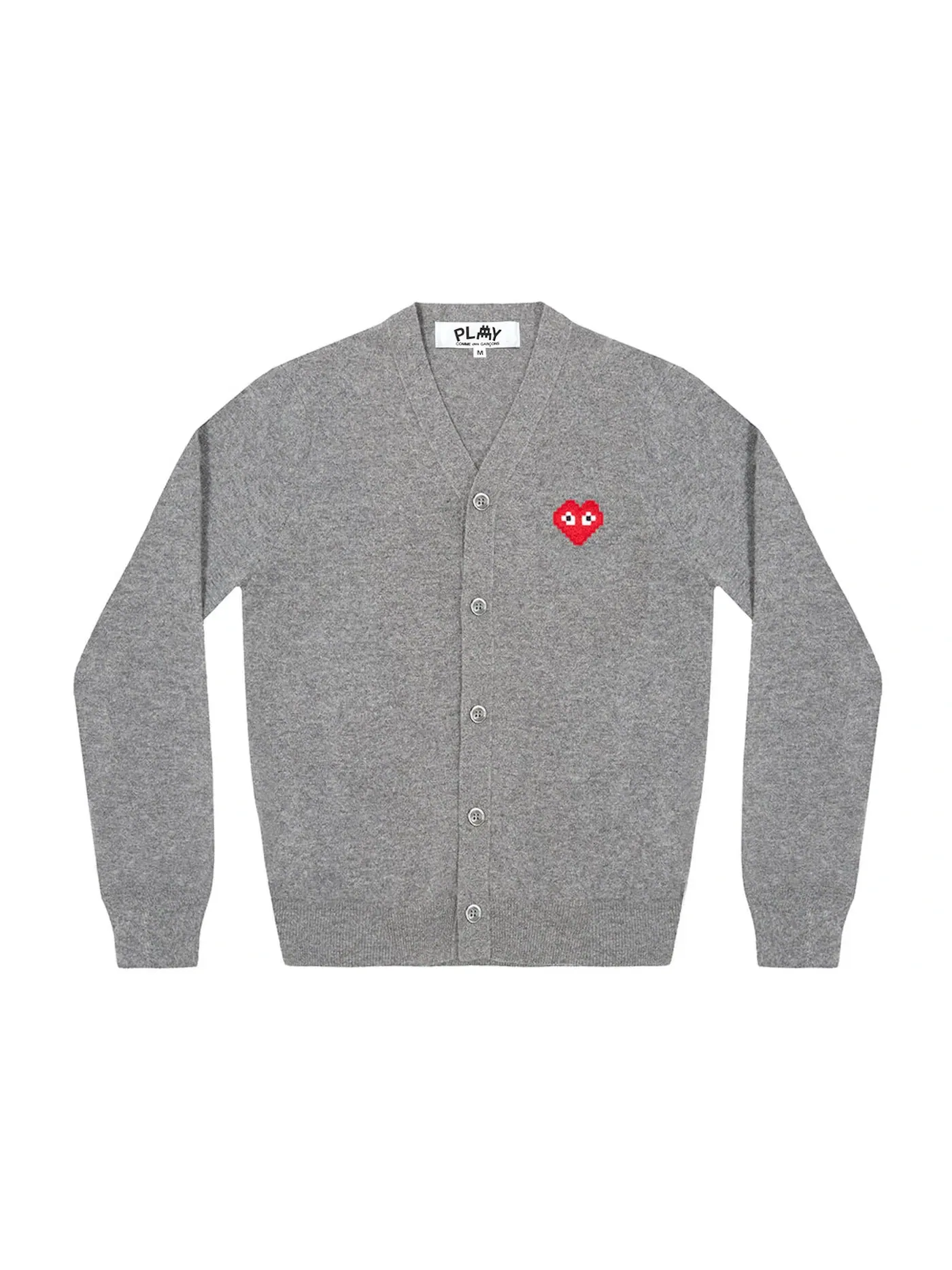 Детский кардиган из шерсти ягненка Comme des Garcons PLAY x Invader Cardigan — изображение 1 из 1, серый