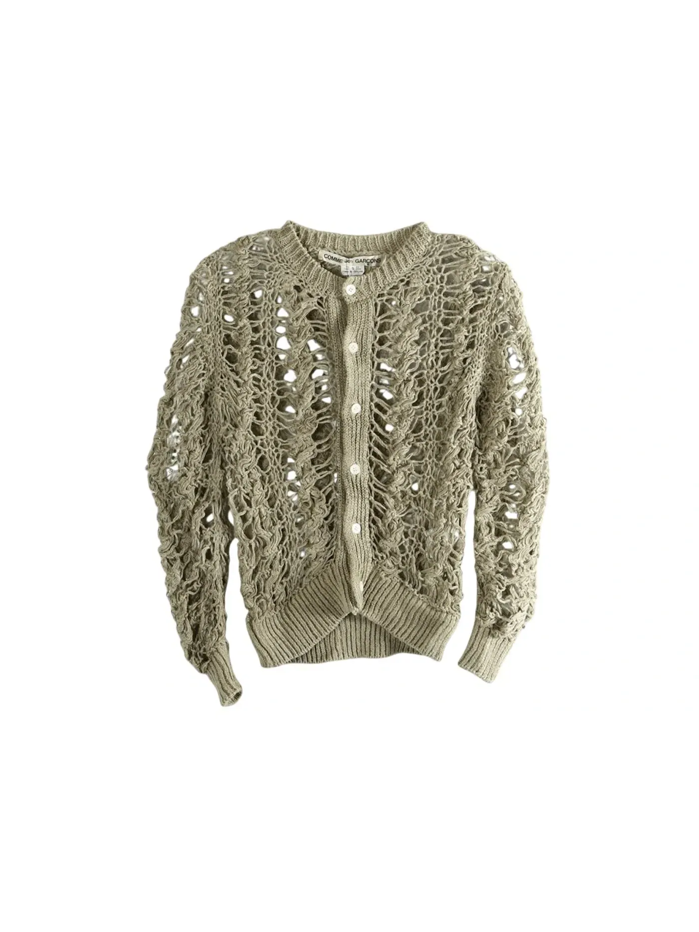 Женский кардиган полупрозрачный вязаный Cardigan Comme des Garcons — изображение 1 из 1, экру