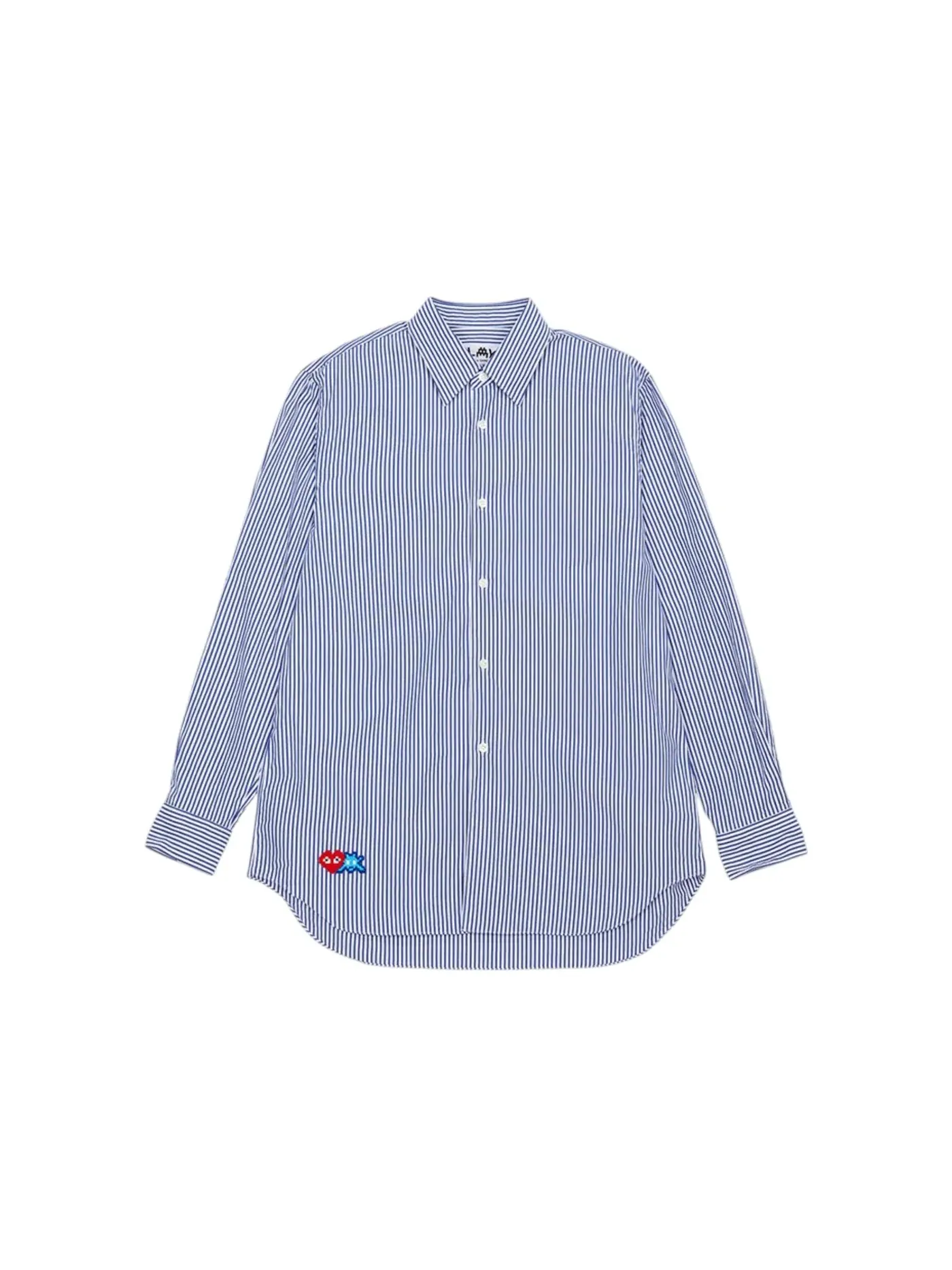 Мужская рубашка с принтом Doublewappen Striped Shirt Comme des Garcons — изображение 1 из 1, синий