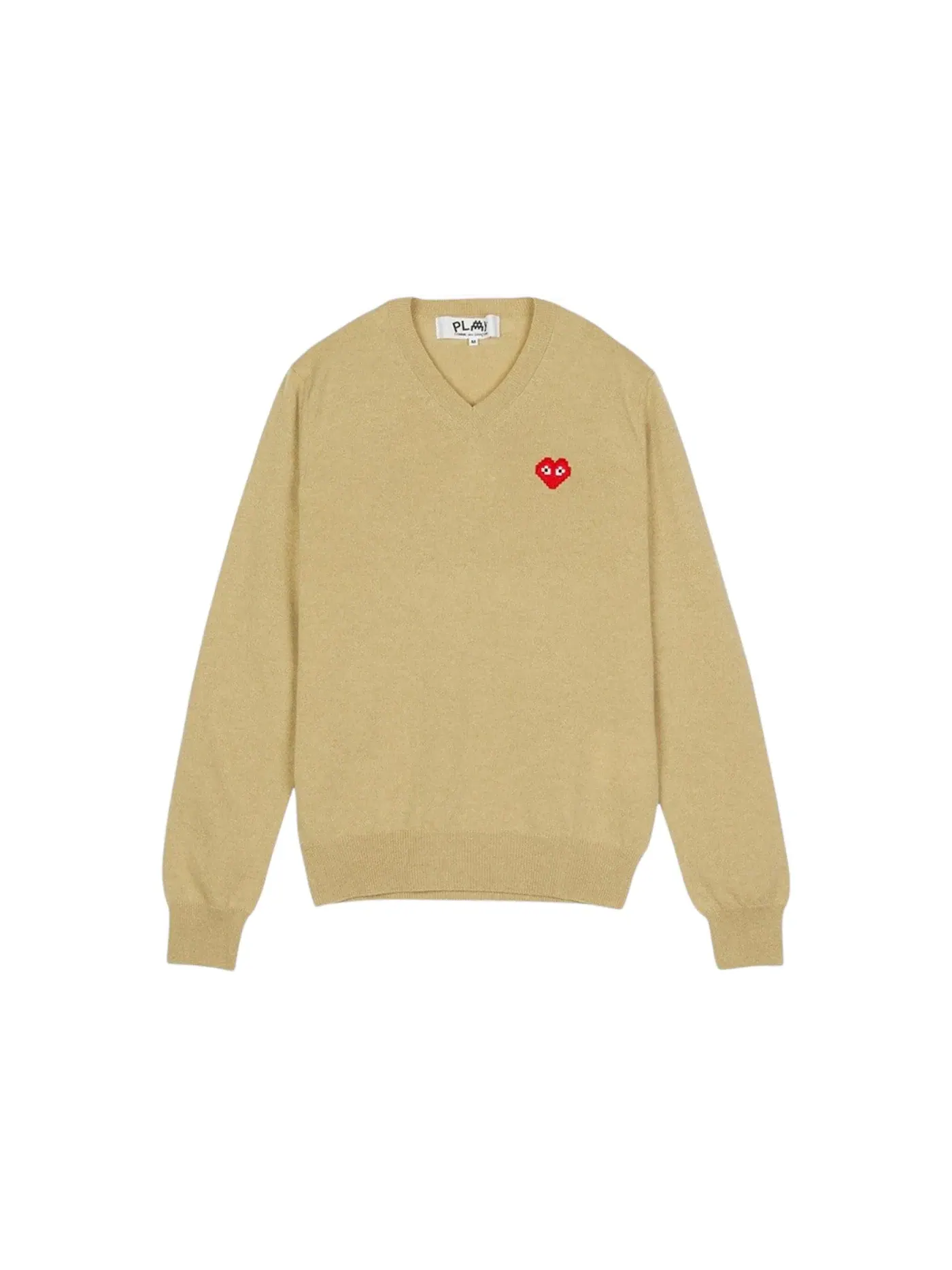 Мужской пуловер с V-образным вырезом Pixelwappen Comme des Garcons — изображение 1 из 1, бежевый