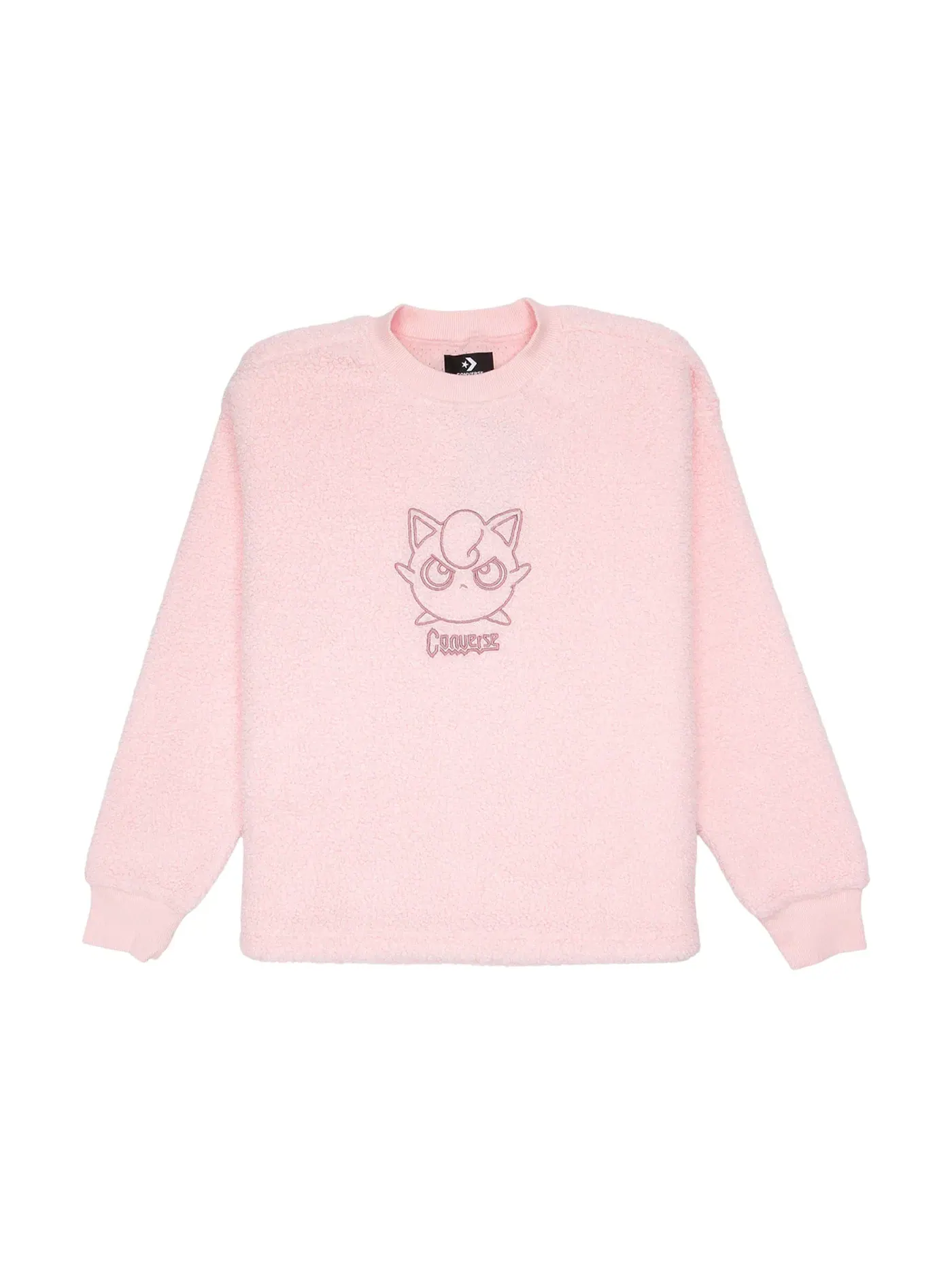 Детский свитшот с принтом Converse Pokemon Jigglypuff Sherpa Crewneck Sweatshirt — изображение 1 из 2, розовый