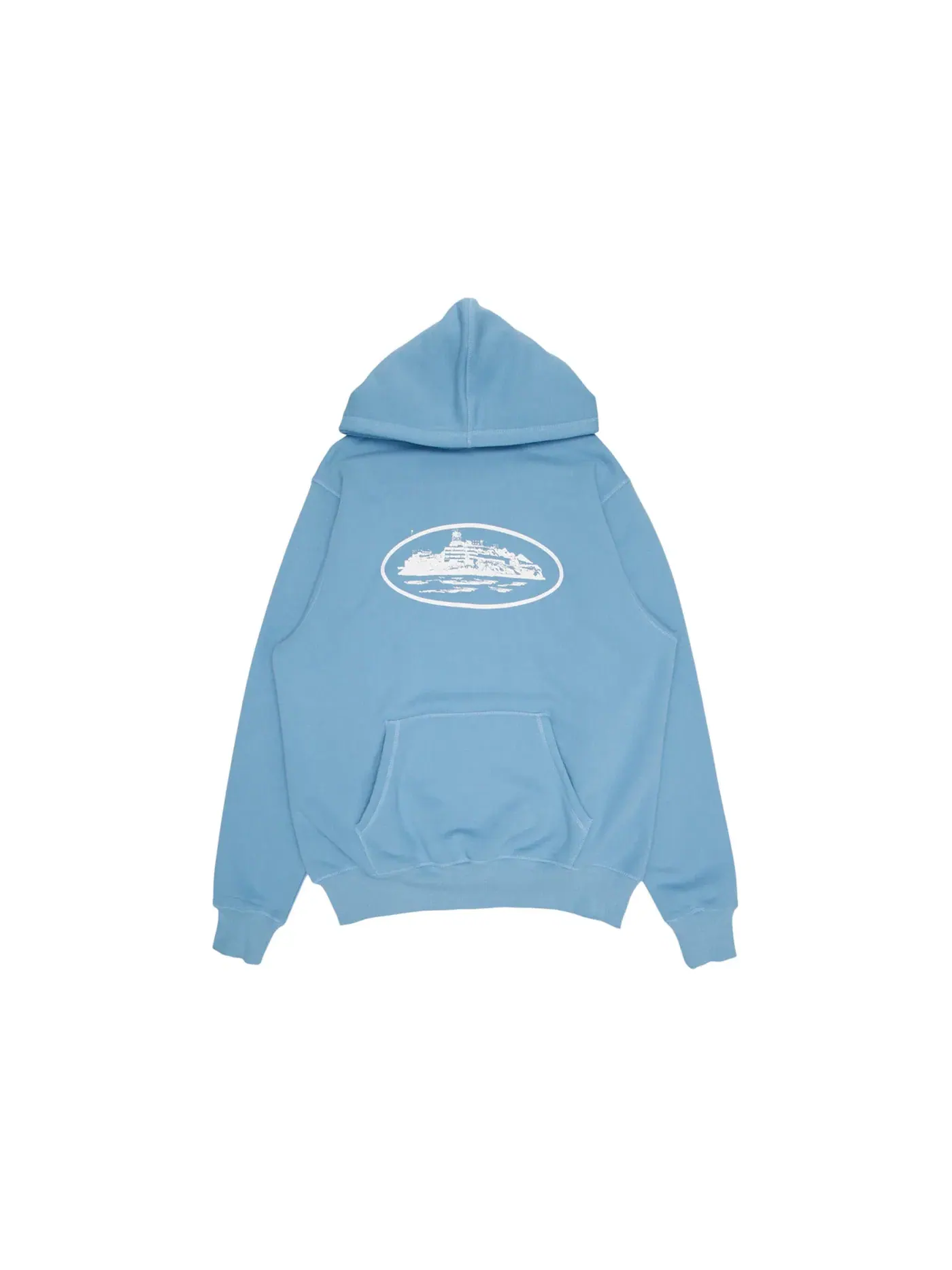 Мужская худи с принтом Alcatraz Hoodie Baby Corteiz, Baby Blu — изображение 1 из 1