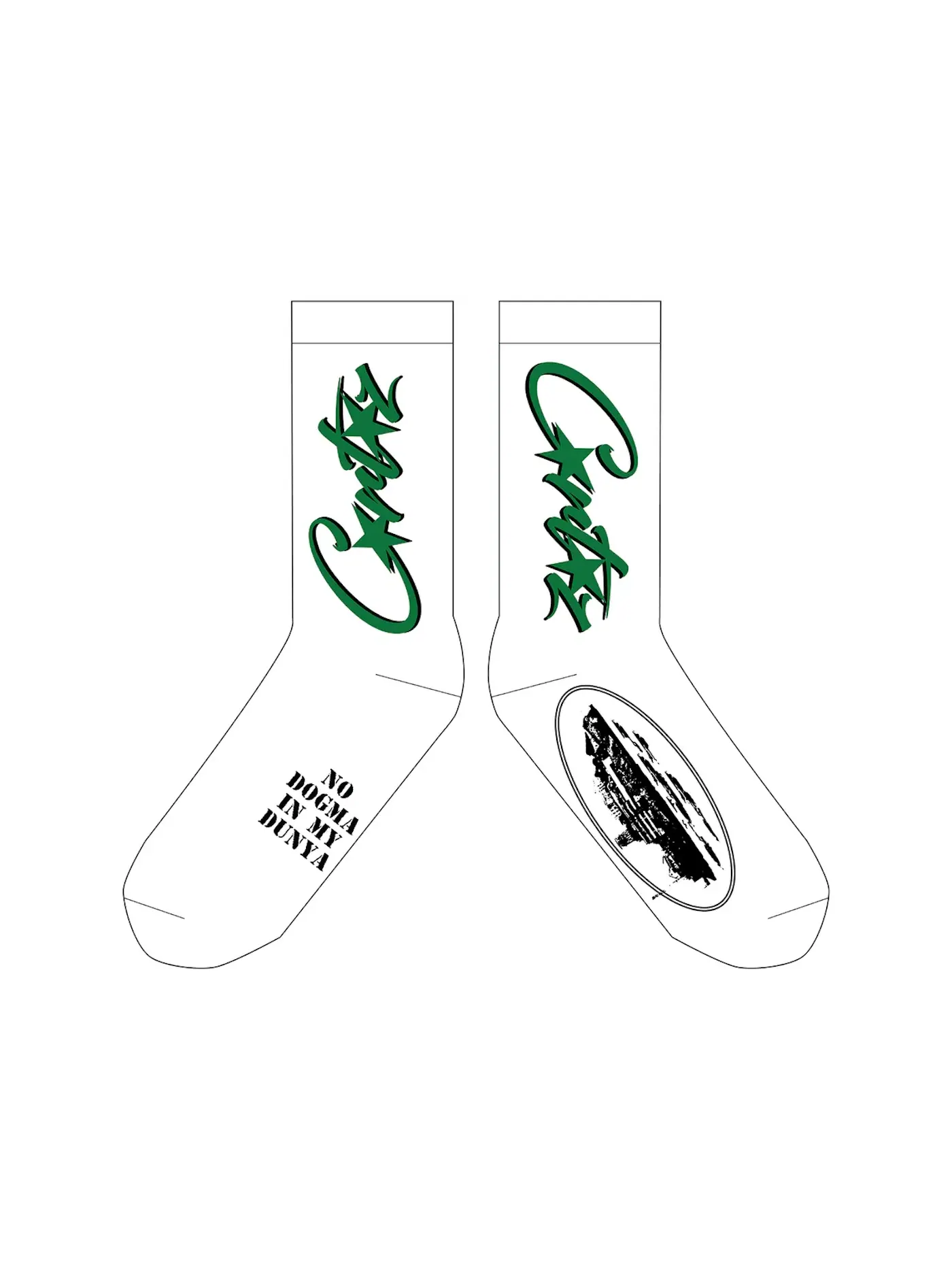 Детские носки Celtic Allstarz Corteiz — изображение 1 из 1, белый/зеленый