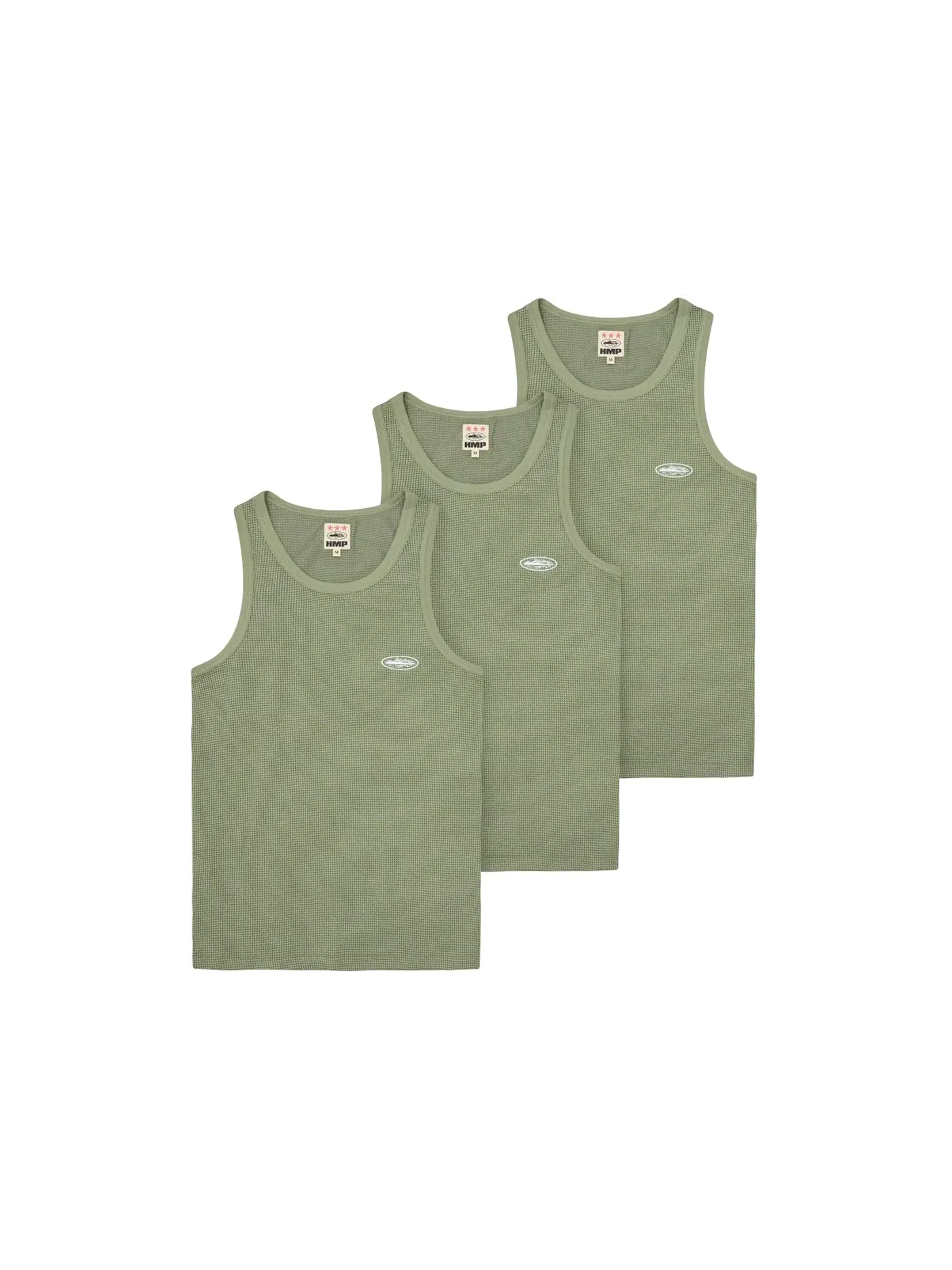 Мужской топ без рукавов комплект 3 шт Tank Top (3 Pack) Corteiz — изображение 1 из 2, оливковый
