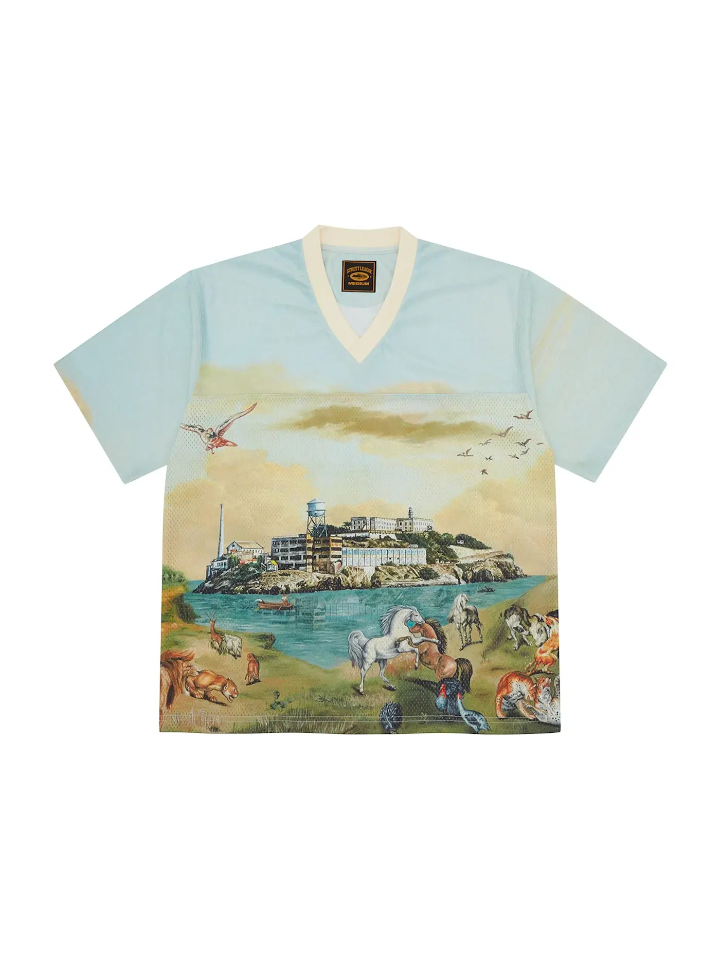Мужская футбольная джерси Narnia Football Jersey Corteiz — изображение 1 из 2, синий/кремовый