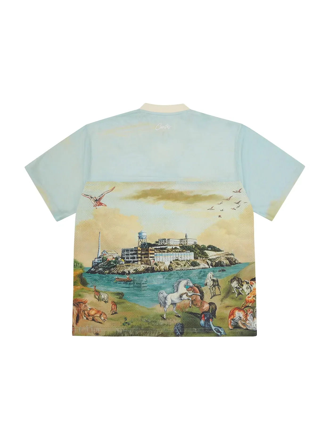 Мужская футбольная джерси Narnia Football Jersey Corteiz — изображение 2 из 2, синий/кремовый