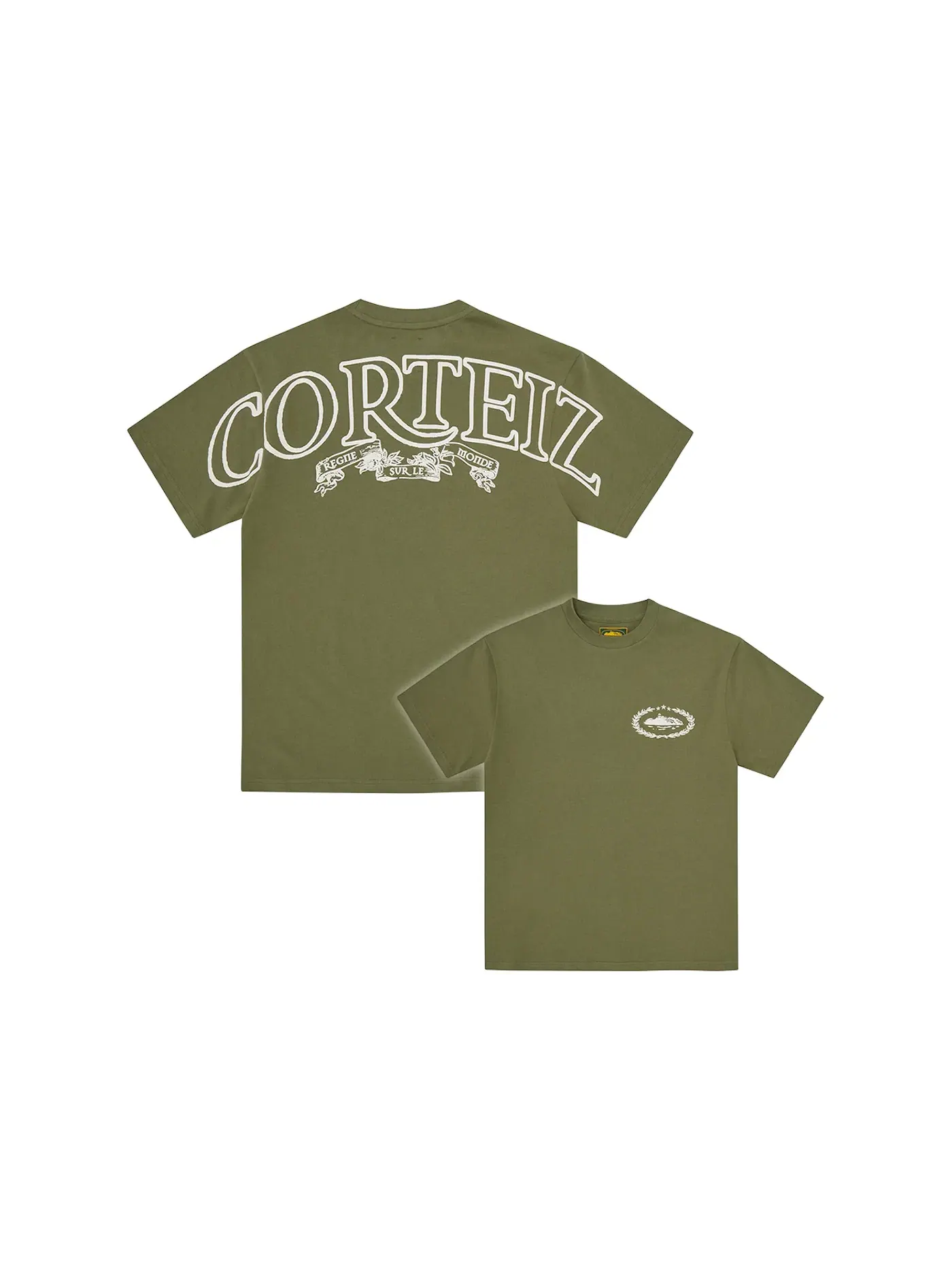 Мужская футболка с принтом Corteiz Royale Heavyweight Tee — изображение 1 из 3, оливковый