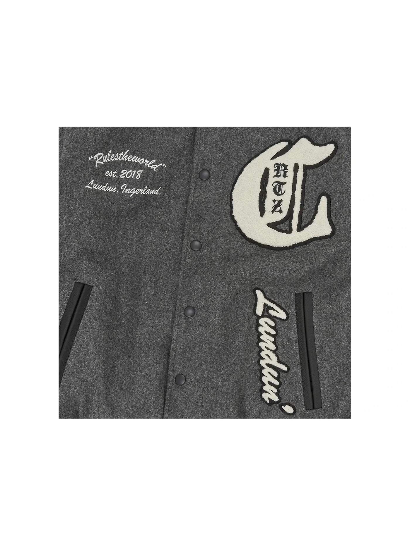 Мужская куртка с принтом Corteiz Us Vs Dem Varsity Jacket — изображение 2 из 3, серый
