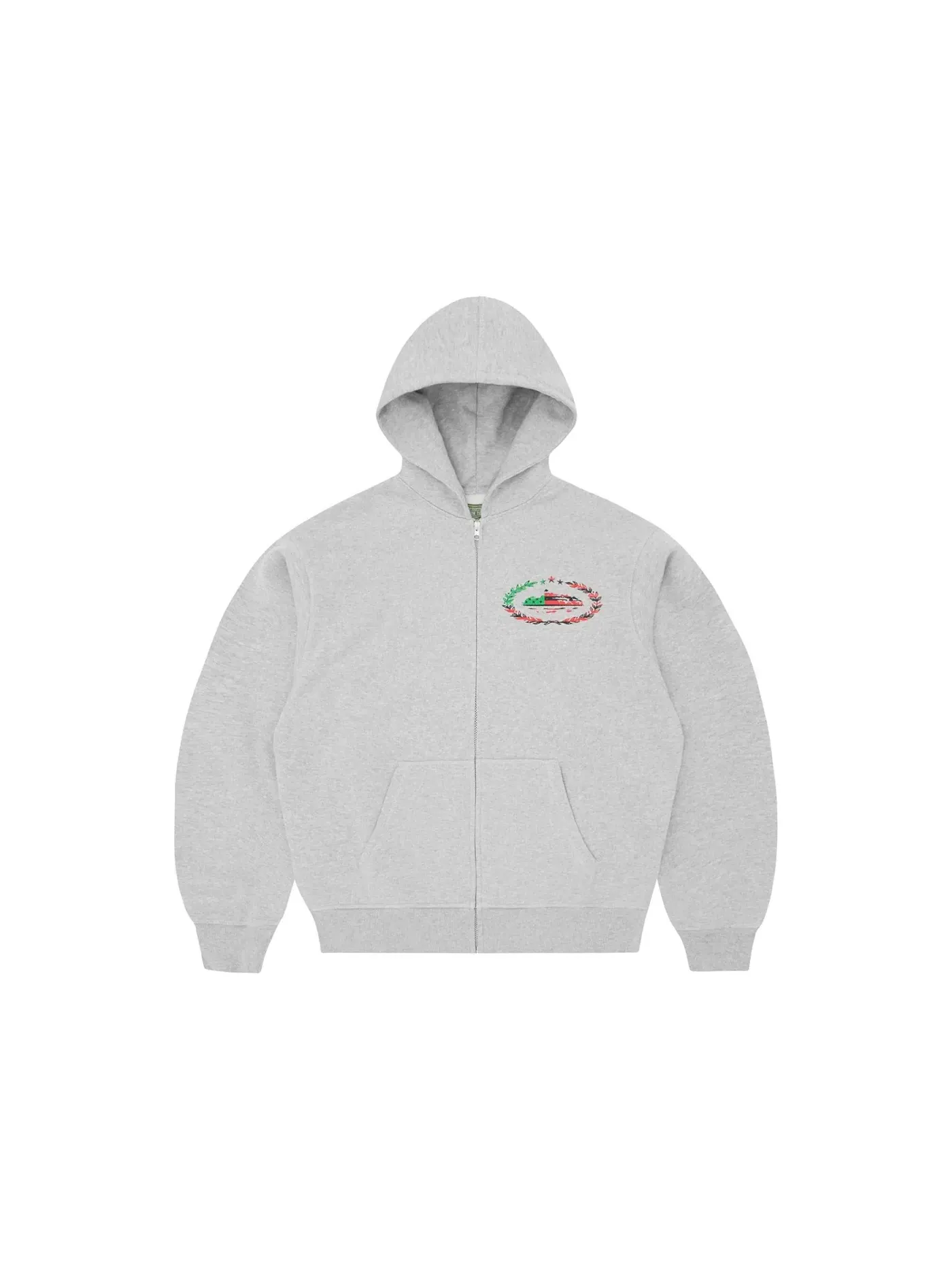 Мужская худи с принтом Corteiz x Denim Tears Cortears Royale Zip Hoodie Heather Grey — изображение 1 из 2