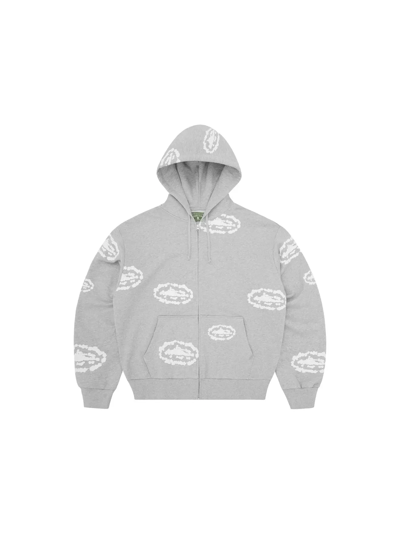 Мужская худи с вышивкой Corteiz x Denim Tears Island Wreath Zip Hoodie — изображение 1 из 1, серый