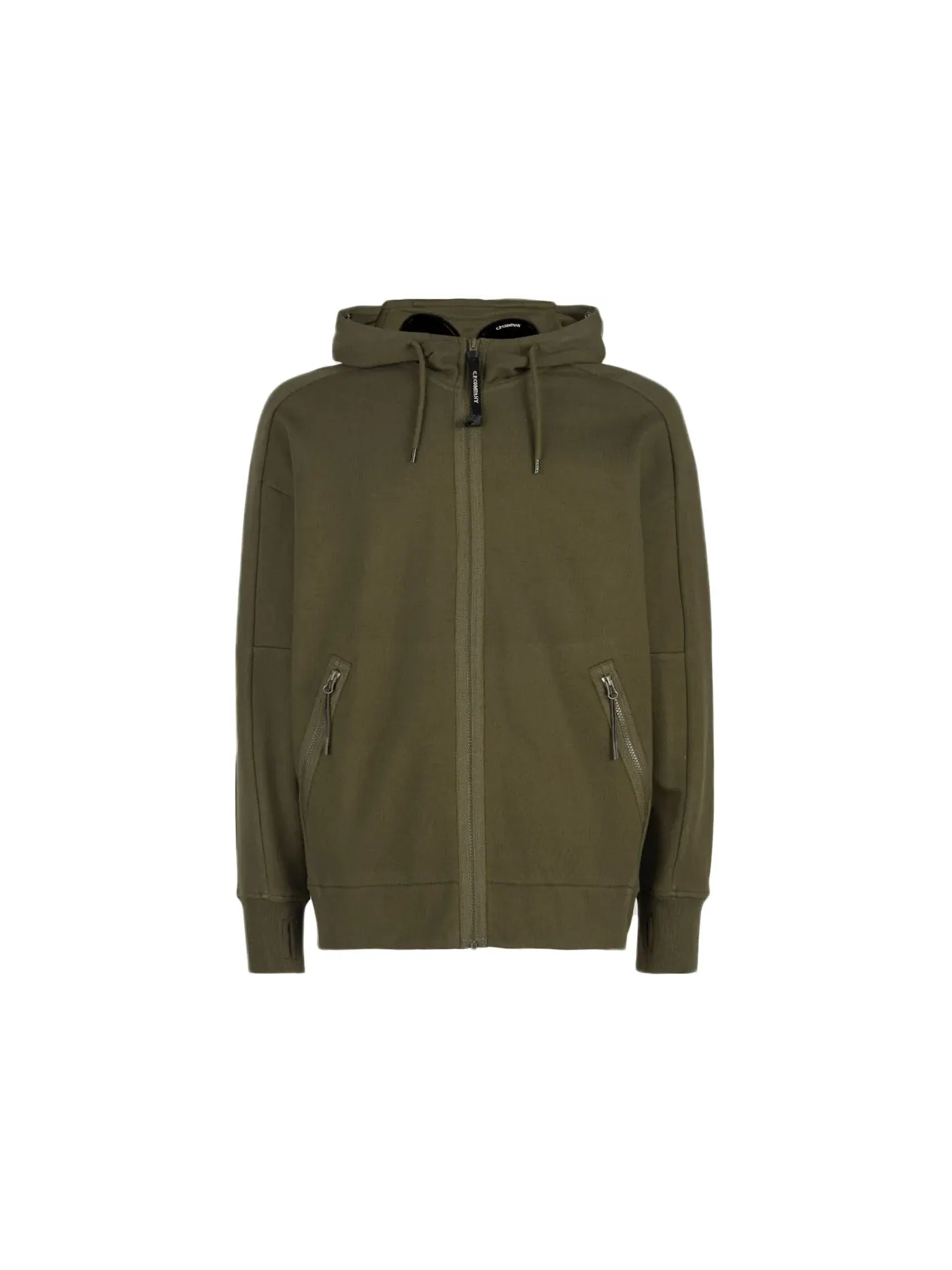 Мужская худи с принтом Diagonal Raised Fleece Goggle Hoodie C.P. Company — изображение 1 из 1, зеленый