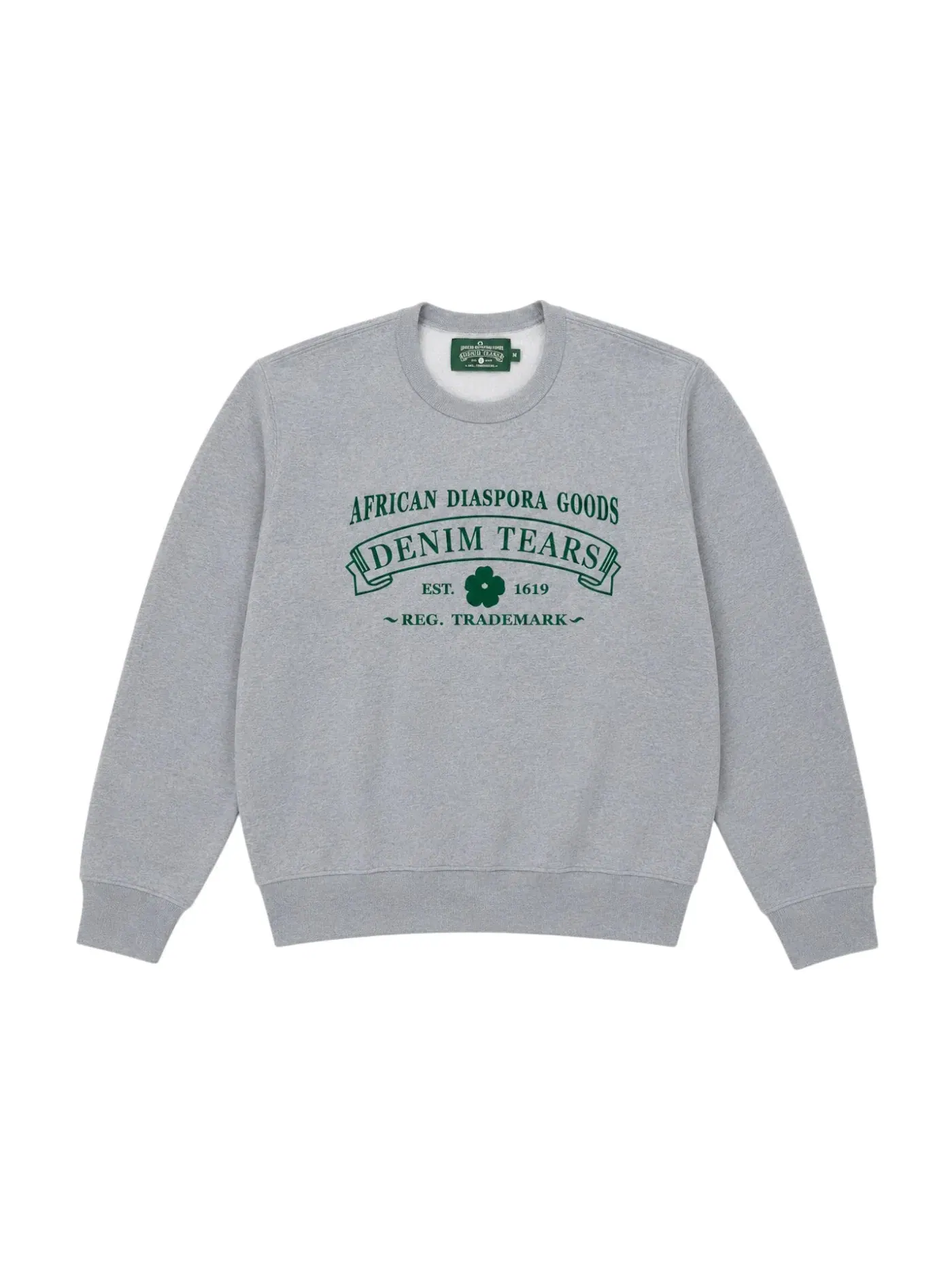 Мужской свитшот с принтом Denim Tears Crewneck — изображение 1 из 1, серый/зеленый