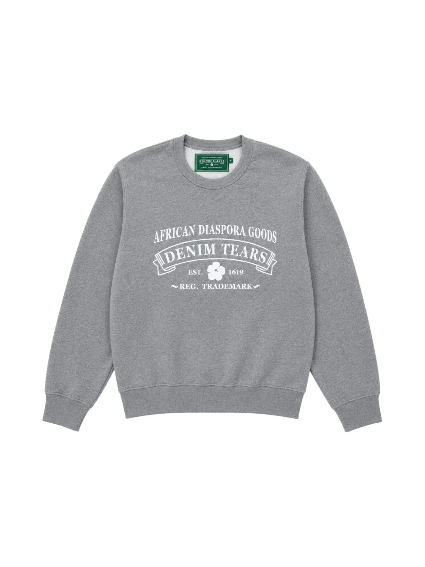 Мужской свитшот с принтом Crewneck Denim Tears — изображение 1 из 1, серый/белый