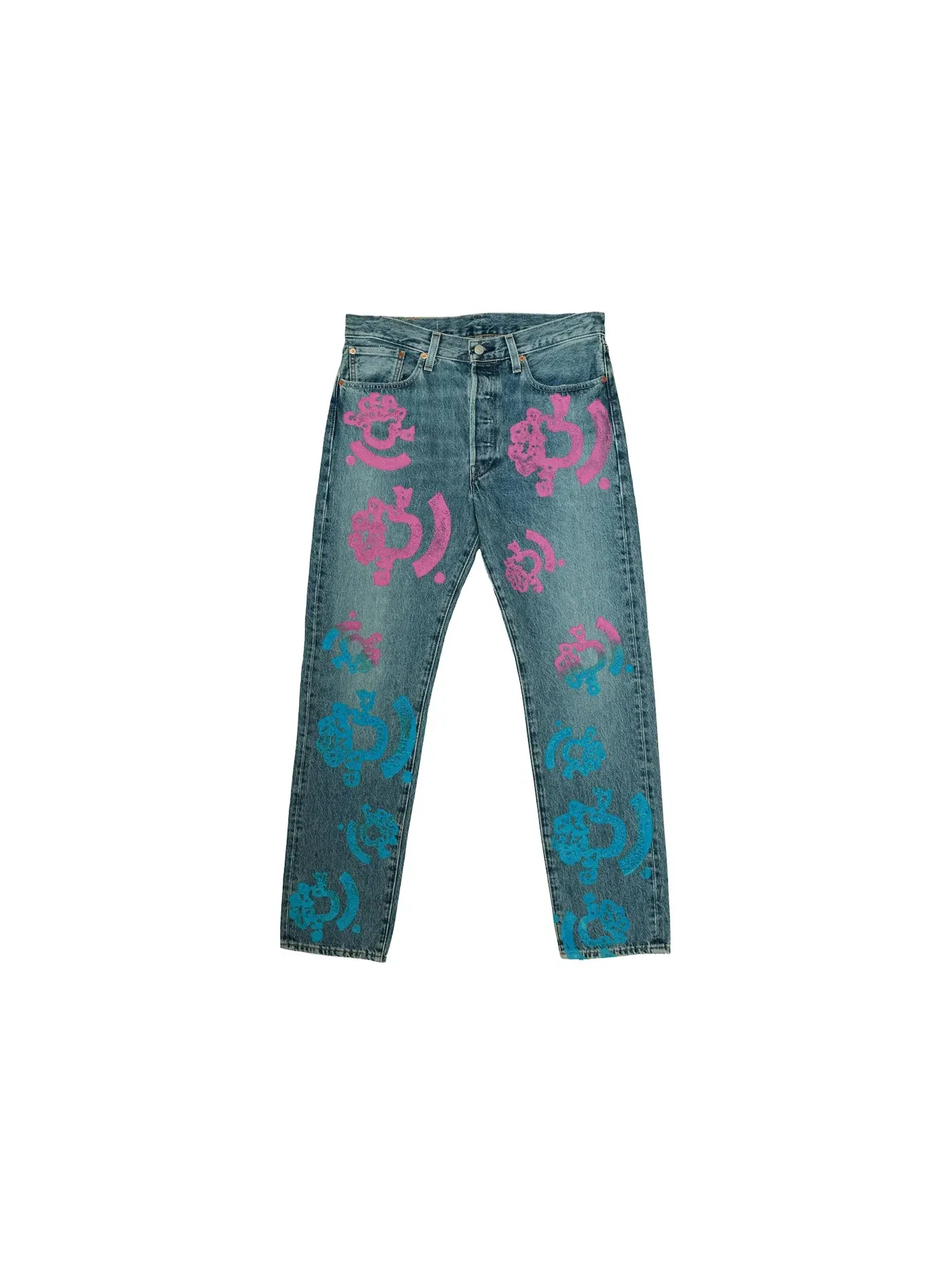 Мужские джинсы с принтом Bstroy Tears 501 Light Wash Denim Tears — изображение 1 из 2, розовый/синий
