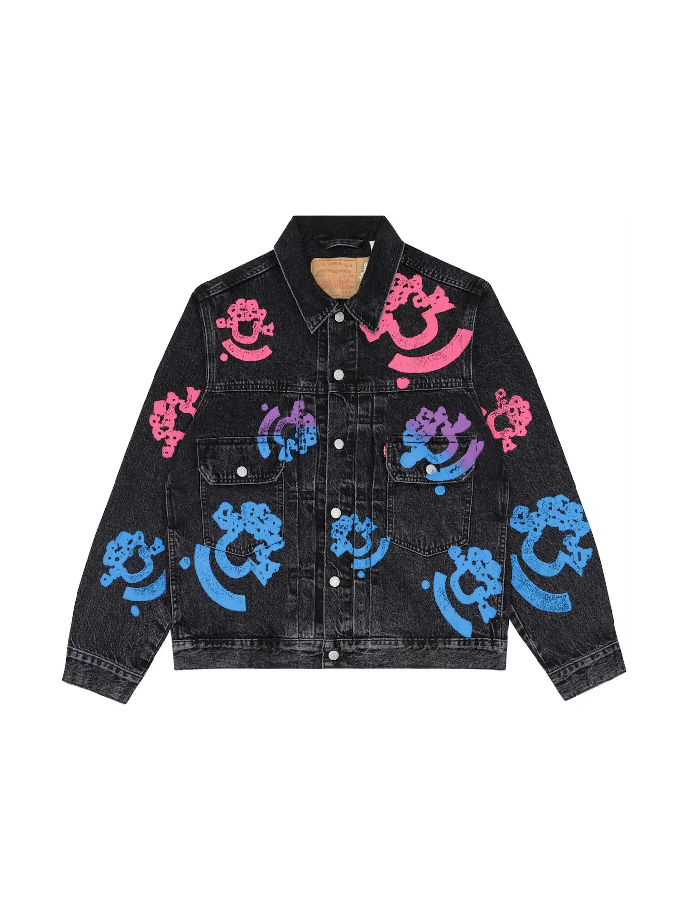 Мужская куртка-джинсовка деним с принтом Denim Tears Bstroy Tears Type-2 Denim Trucker Jacket — изображение 1 из 2, черный