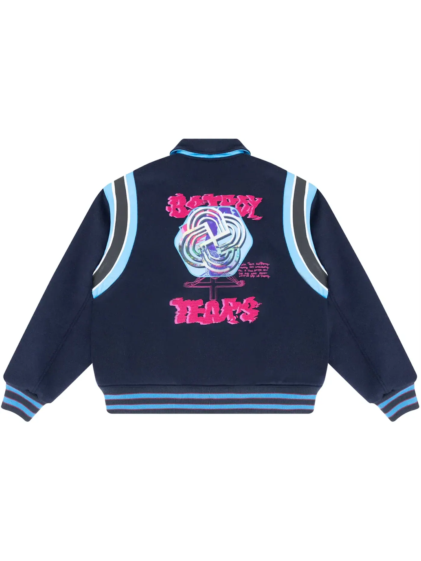 Мужская куртка-бомбер с принтом Denim Tears Bstroy Tears Varsity Jacket — изображение 1 из 2, темно-синий