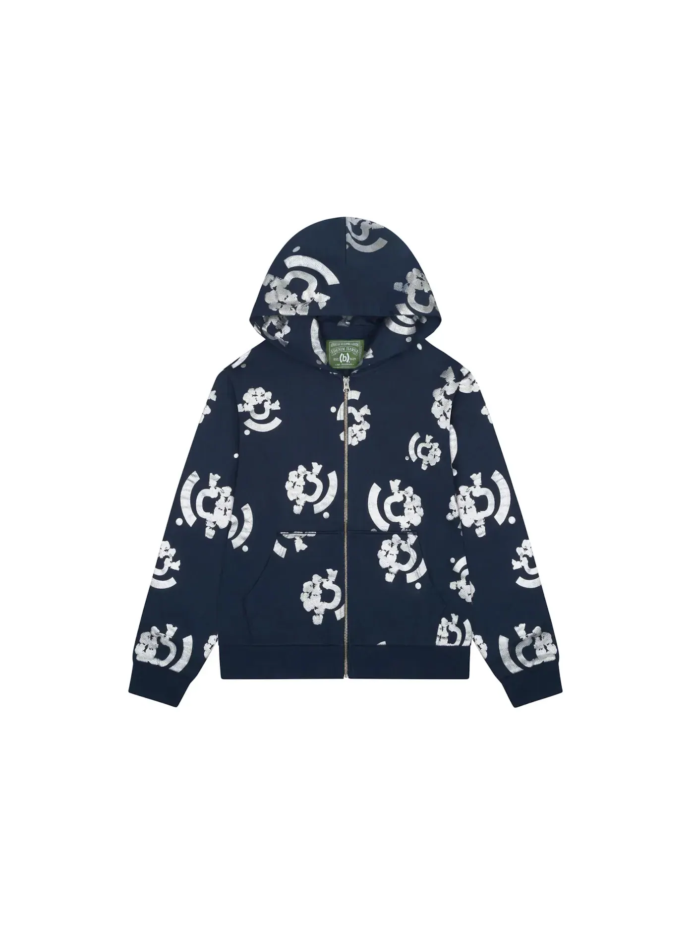 Мужская худи с принтом Denim Tears Bstroy Tears Zip Hoodie — изображение 1 из 2, синий
