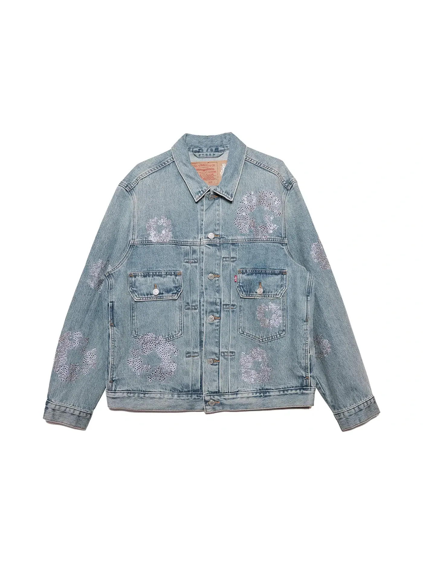 Мужская куртка-джинсовка с принтом Denim Tears Bust Down Tears Type 2 Jacket — изображение 1 из 2, светлая стирка