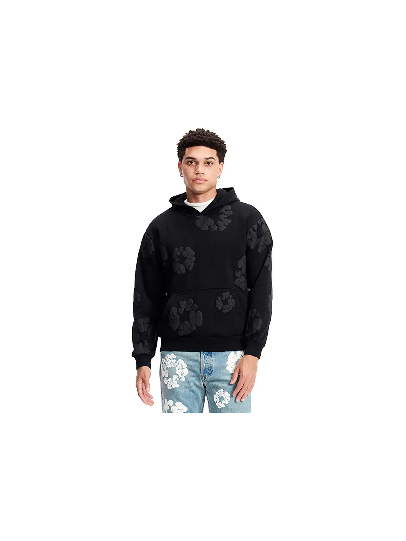Мужской худи с принтом Denim Tears Cotton Wreath Hoodie Black Monochrome Denim Tears — изображение 4 из 4, черный