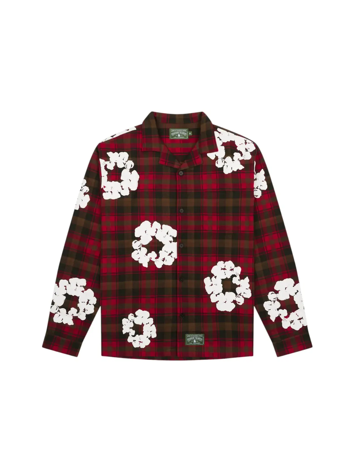 Мужская пижамная рубашка с принтом Denim Tears Cotton Wreath Pajama Shirt — изображение 1 из 2, красный