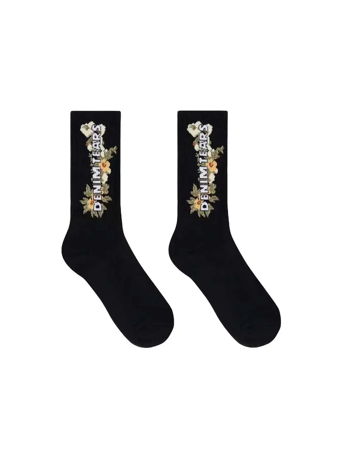 Мужские носки с принтом Floral Wreath Denim Tears — изображение 1 из 1, черный