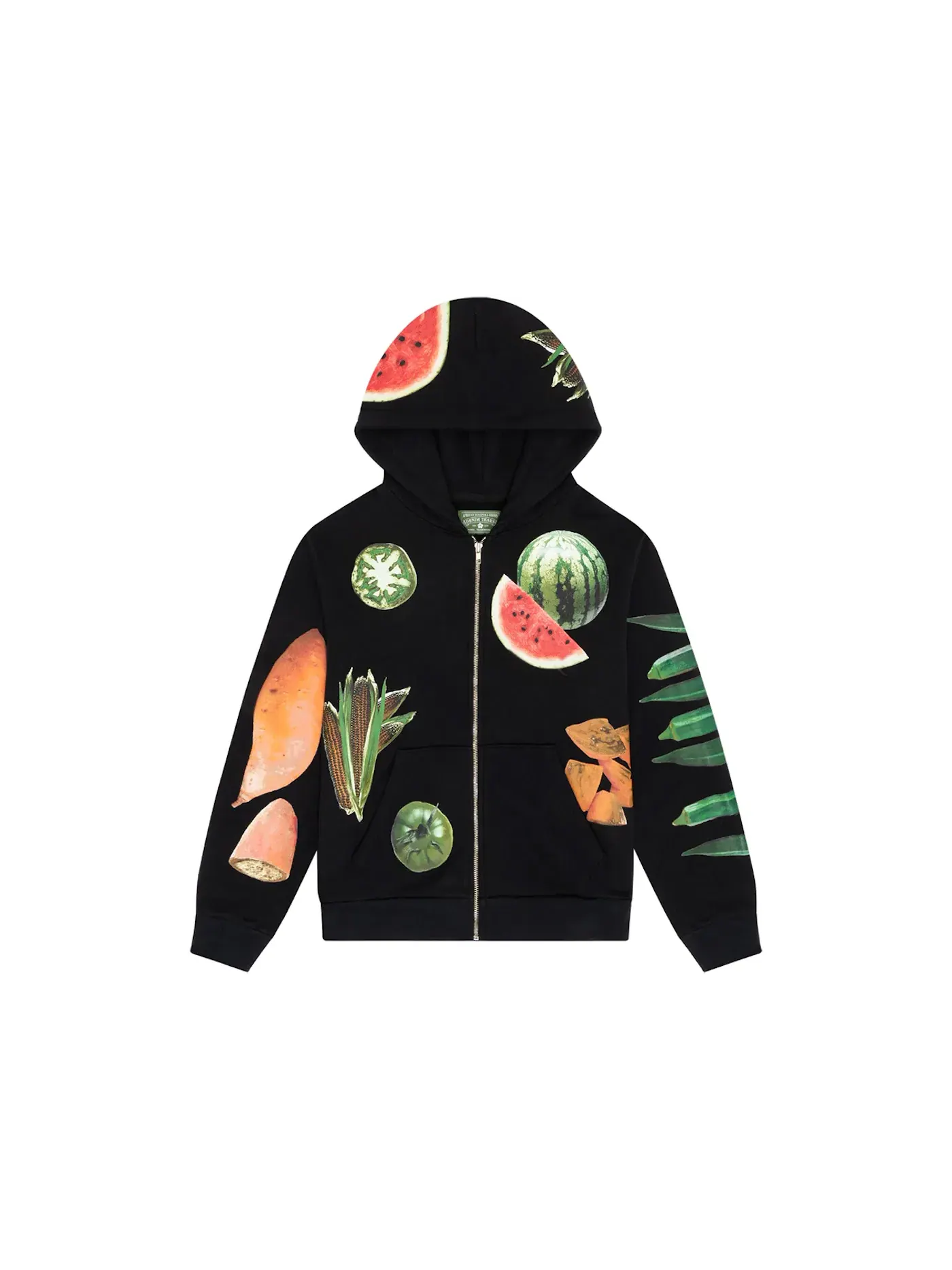 Мужская худи с принтом Denim Tears Fruit Collage Zip Up Hoodie — изображение 1 из 2, черный