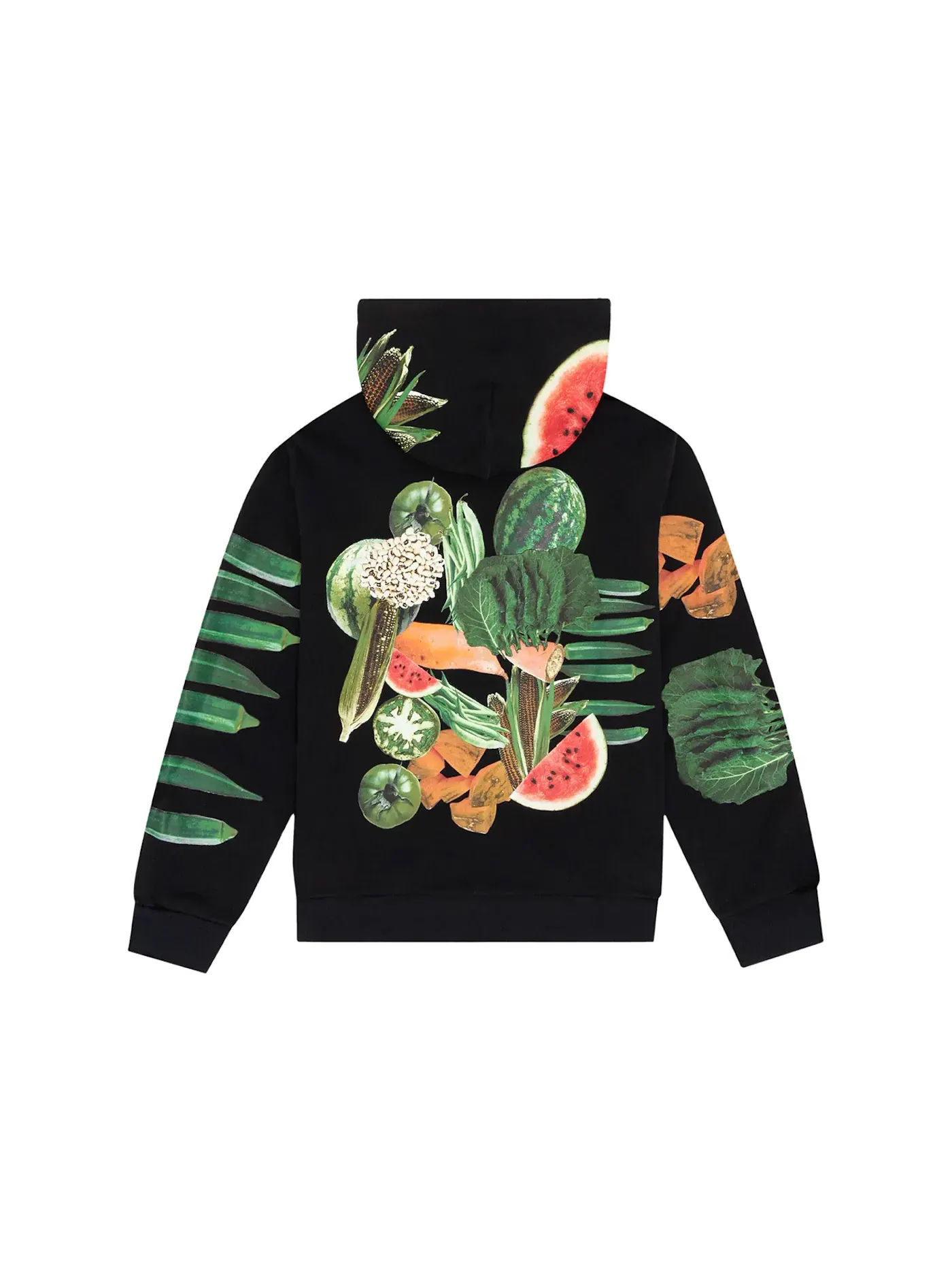 Мужская худи с принтом Denim Tears Fruit Collage Zip Up Hoodie — изображение 2 из 2, черный
