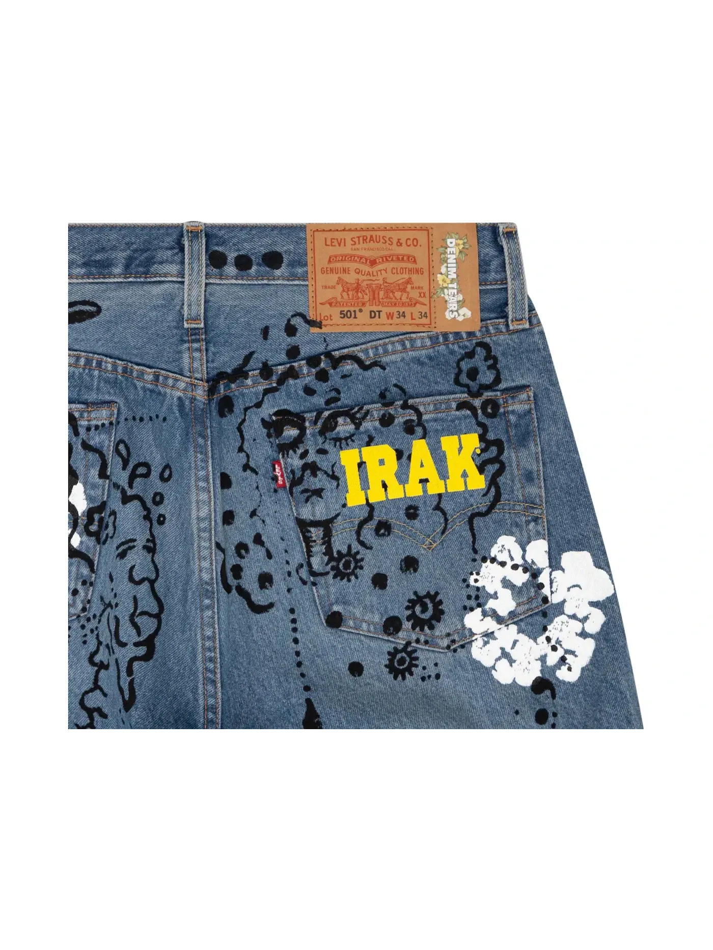 Мужские джинсы прямого кроя Irak Tears 501 Denim Tears — изображение 3 из 3, винтажный синий светлый
