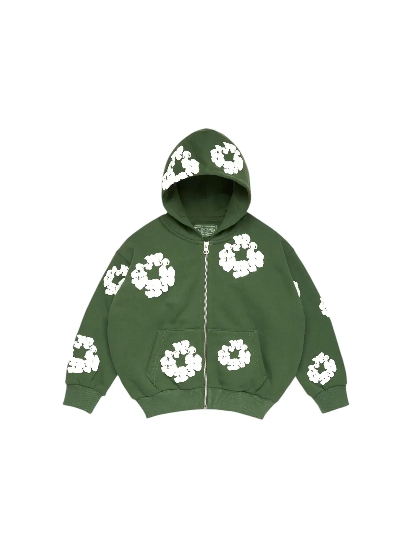 Детская худи с принтом Denim Tears Cotton Wreath Zip Hoodie — изображение 1 из 2, зеленый