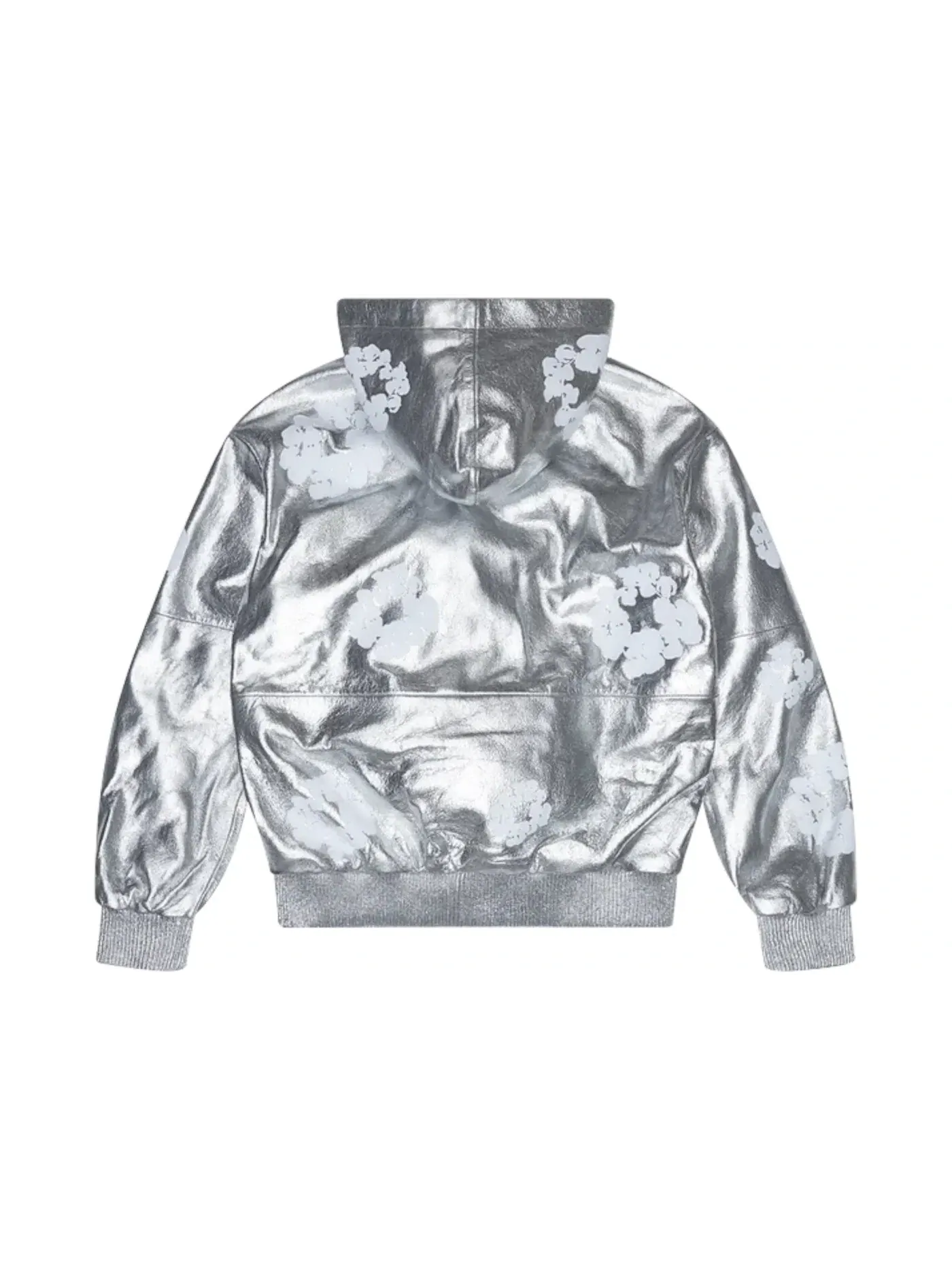 Мужская худи с принтом Denim Tears Leather Cotton Wreath Zip Hoodie — изображение 2 из 2, серебряный