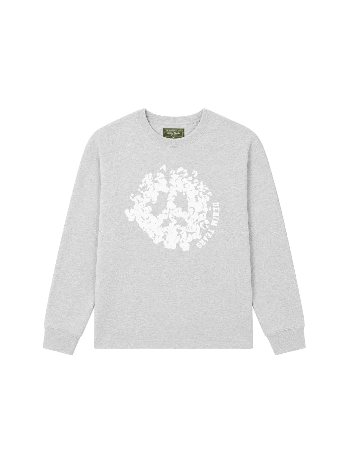 Унисекс свитшот с принтом Denim Tears Peace Wreath Crewneck — изображение 1 из 1, серый/белый