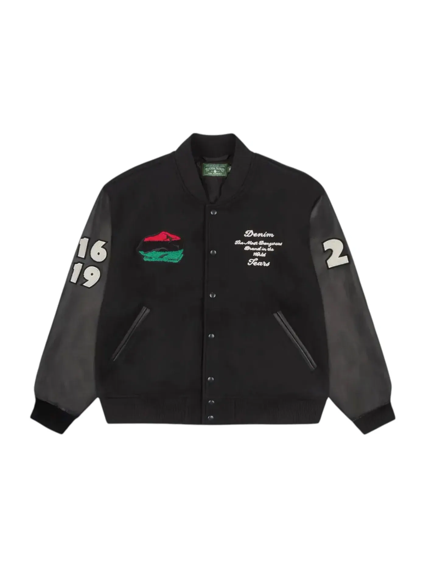 Мужская куртка-бомбер с принтом Denim Tears Peace Wreath Varsity Jacket — изображение 1 из 2, черный
