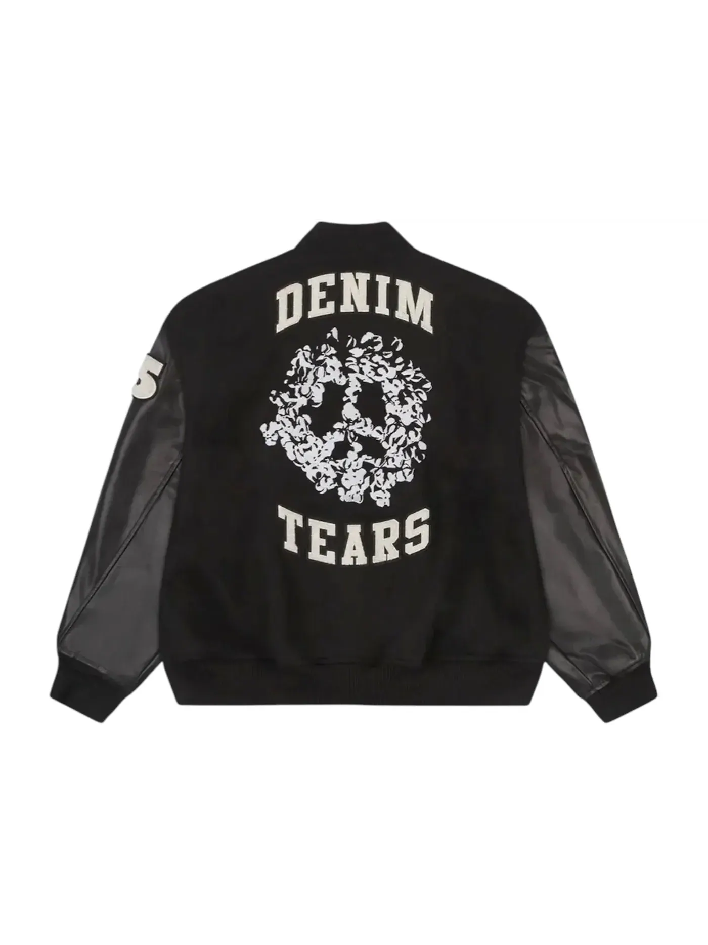 Мужская куртка-бомбер с принтом Denim Tears Peace Wreath Varsity Jacket — изображение 2 из 2, черный