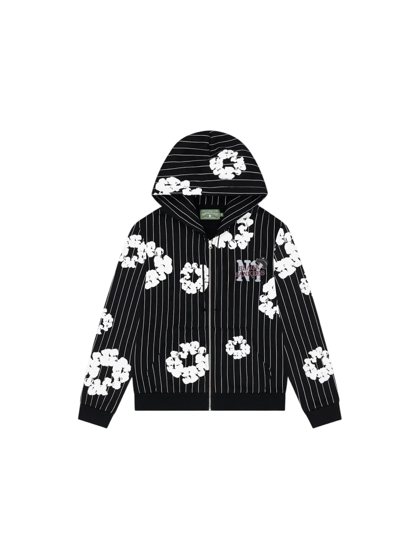 Мужская худи с принтом Denim Tears Pinstripe Wreath Zip Hoodie — изображение 1 из 2, черный