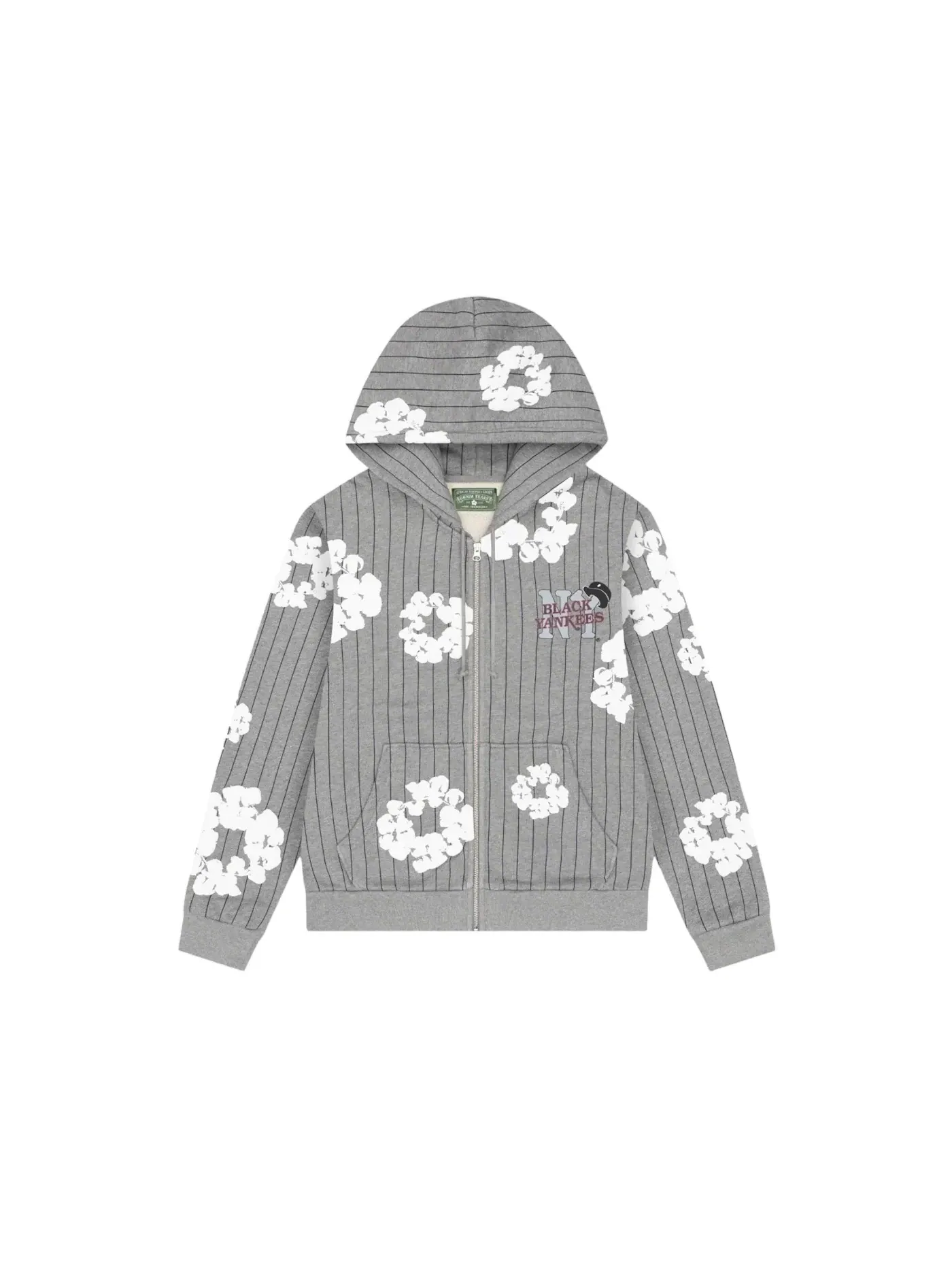 Мужская худи с принтом Denim Tears Pinstripe Wreath Zip Hoodie — изображение 1 из 2, серый