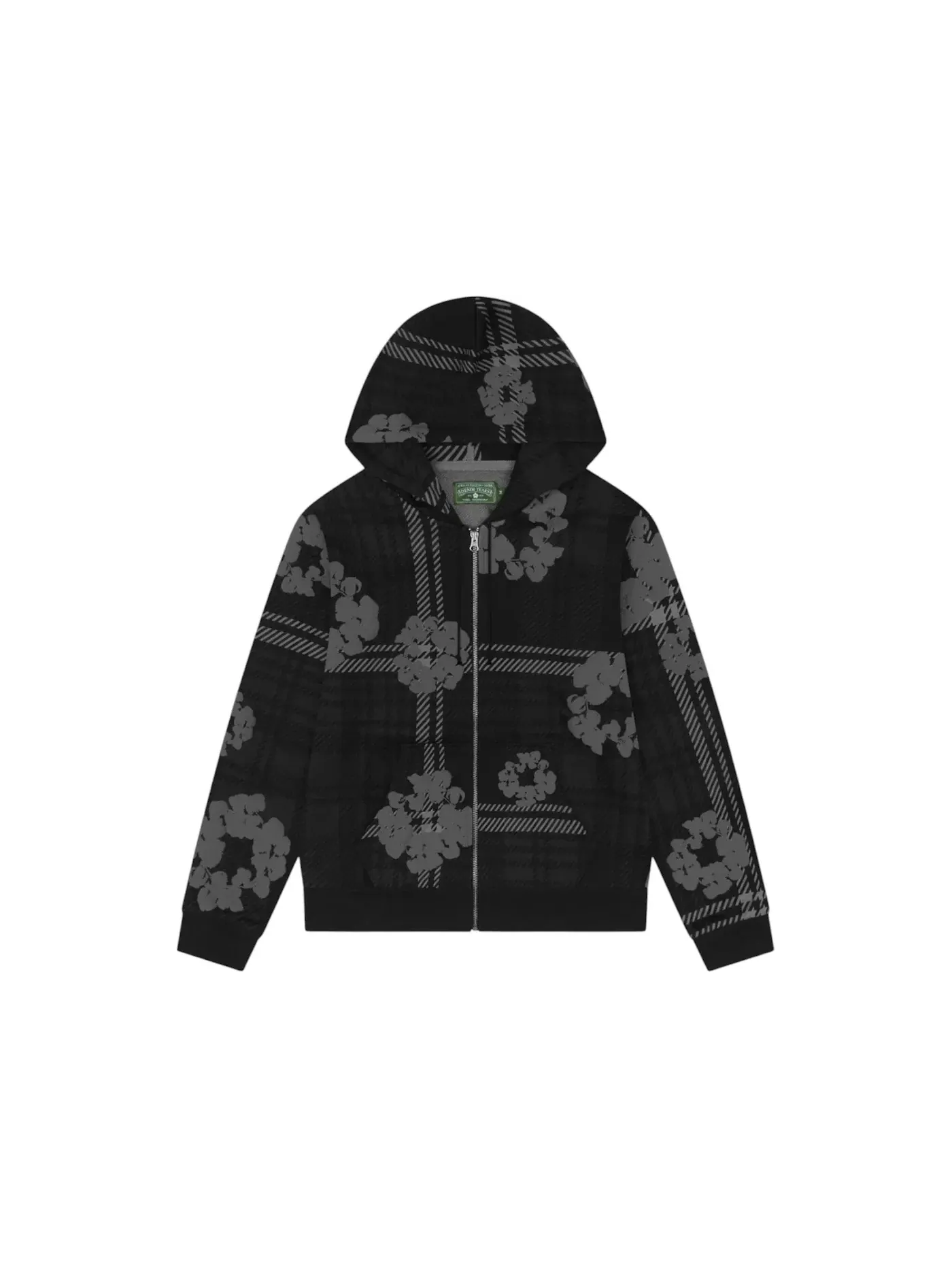 Мужская худи с принтом Plaid Cotton Wreath Zip Hoodie Denim Tears — изображение 1 из 1, черный