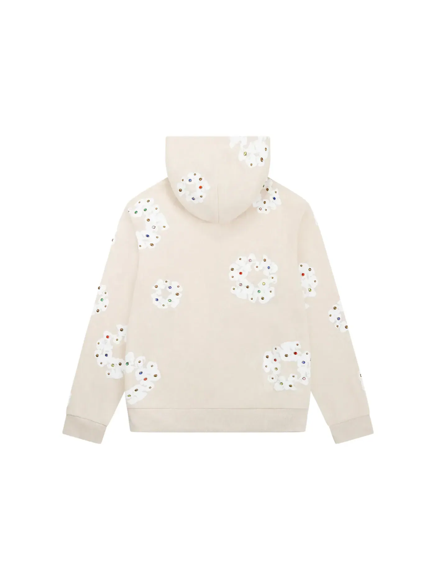 Мужская худи с принтом Rhinestone Cotton Wreath Zip Hoodie Denim Tears — изображение 2 из 2, овсяный