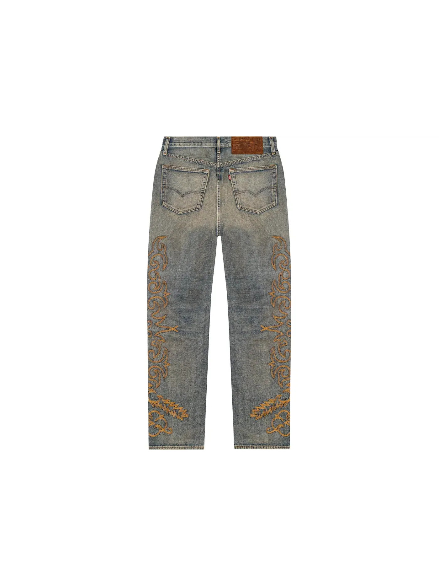 Мужские джинсы с декоративной строчкой Denim Tears Jeans — изображение 2 из 2, джинсовый синий